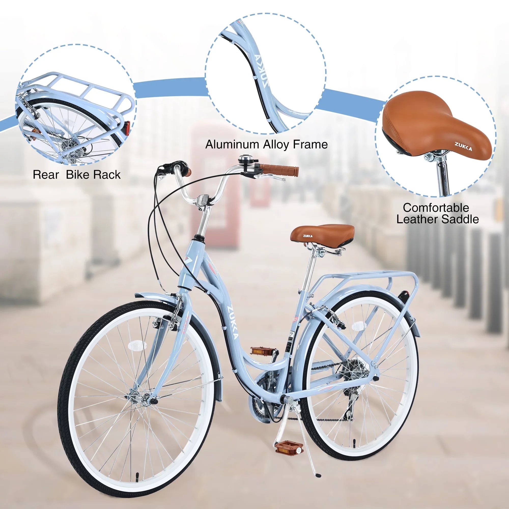7-Speed Women, Adult for Bike 26" Blue