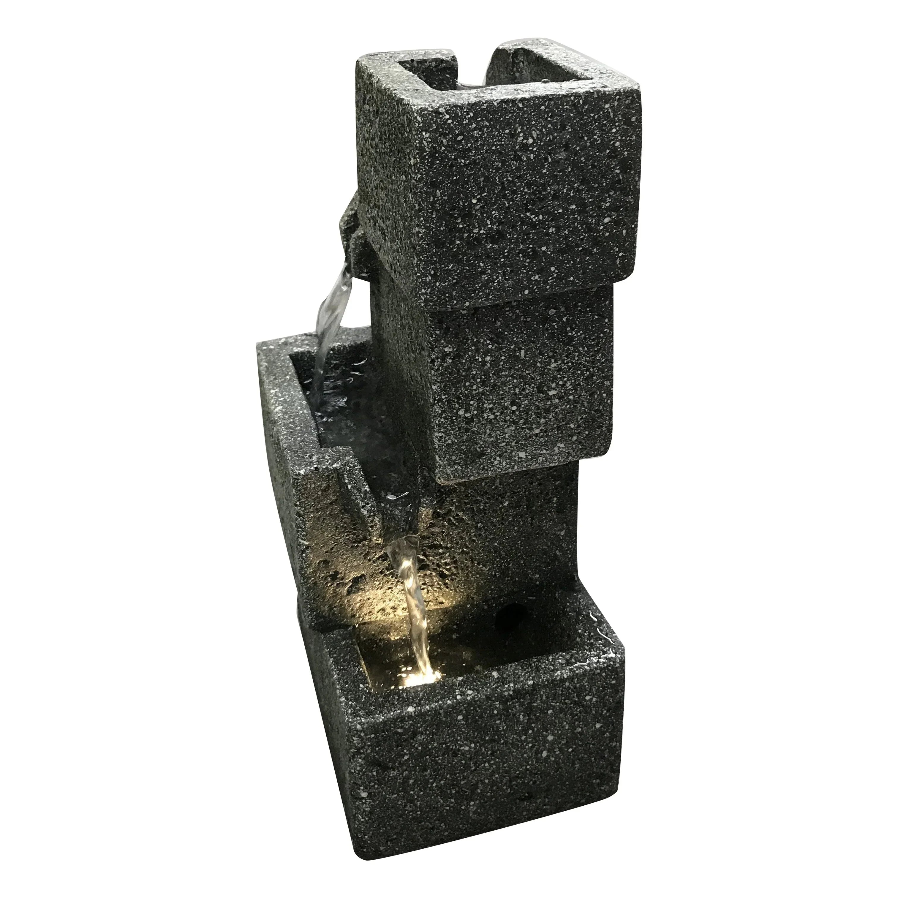 Crates Concrete Warm Lights With Fountain White LED
