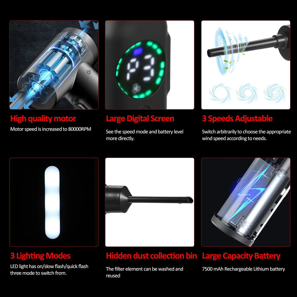 Compressed Efficient Computers, Electric Air More Duster and 100W Dust Blower for Brush Pinnaco Cars, Motor Cleaner -