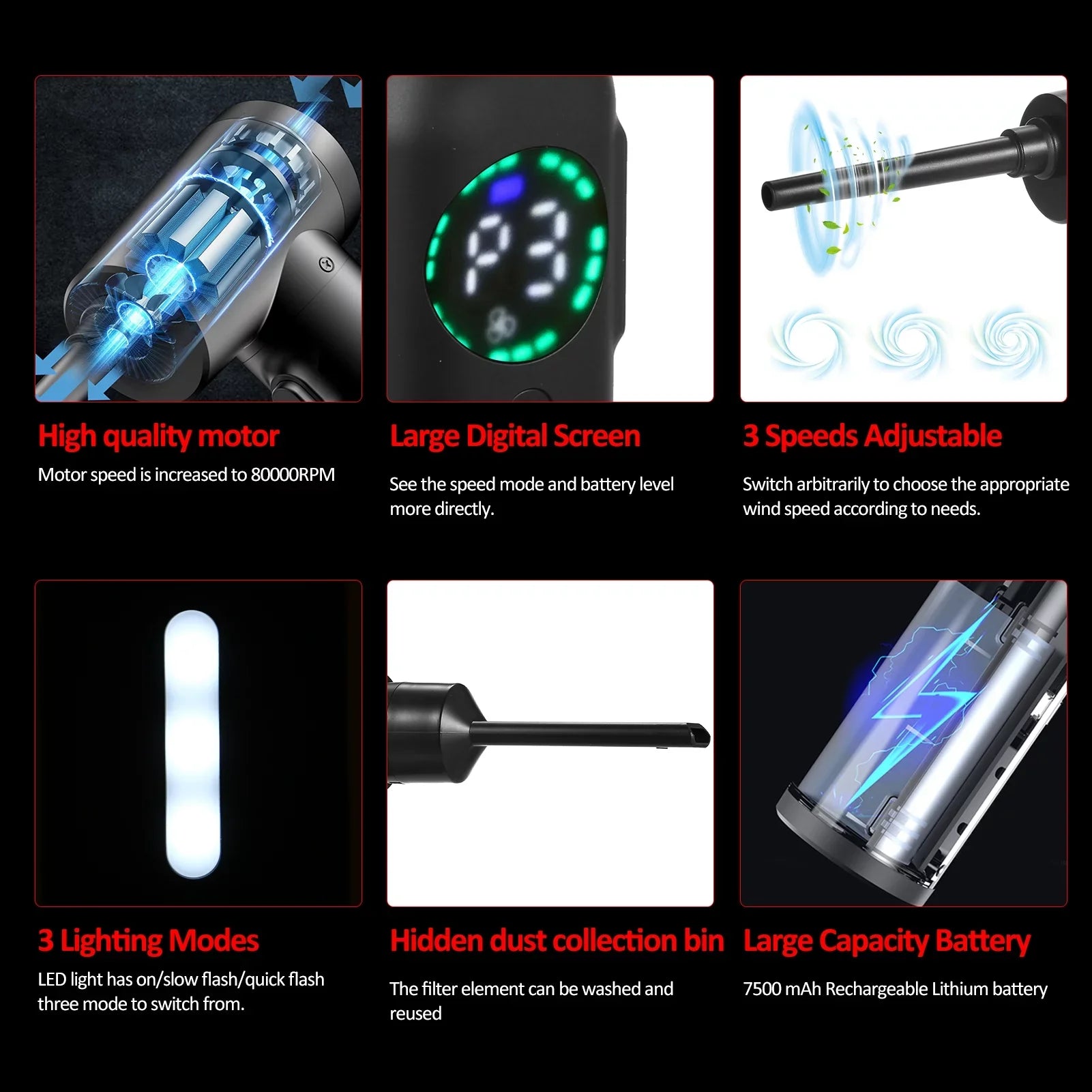 Compressed Efficient Computers, Electric Air More Duster and 100W Dust Blower for Brush Pinnaco Cars, Motor Cleaner -