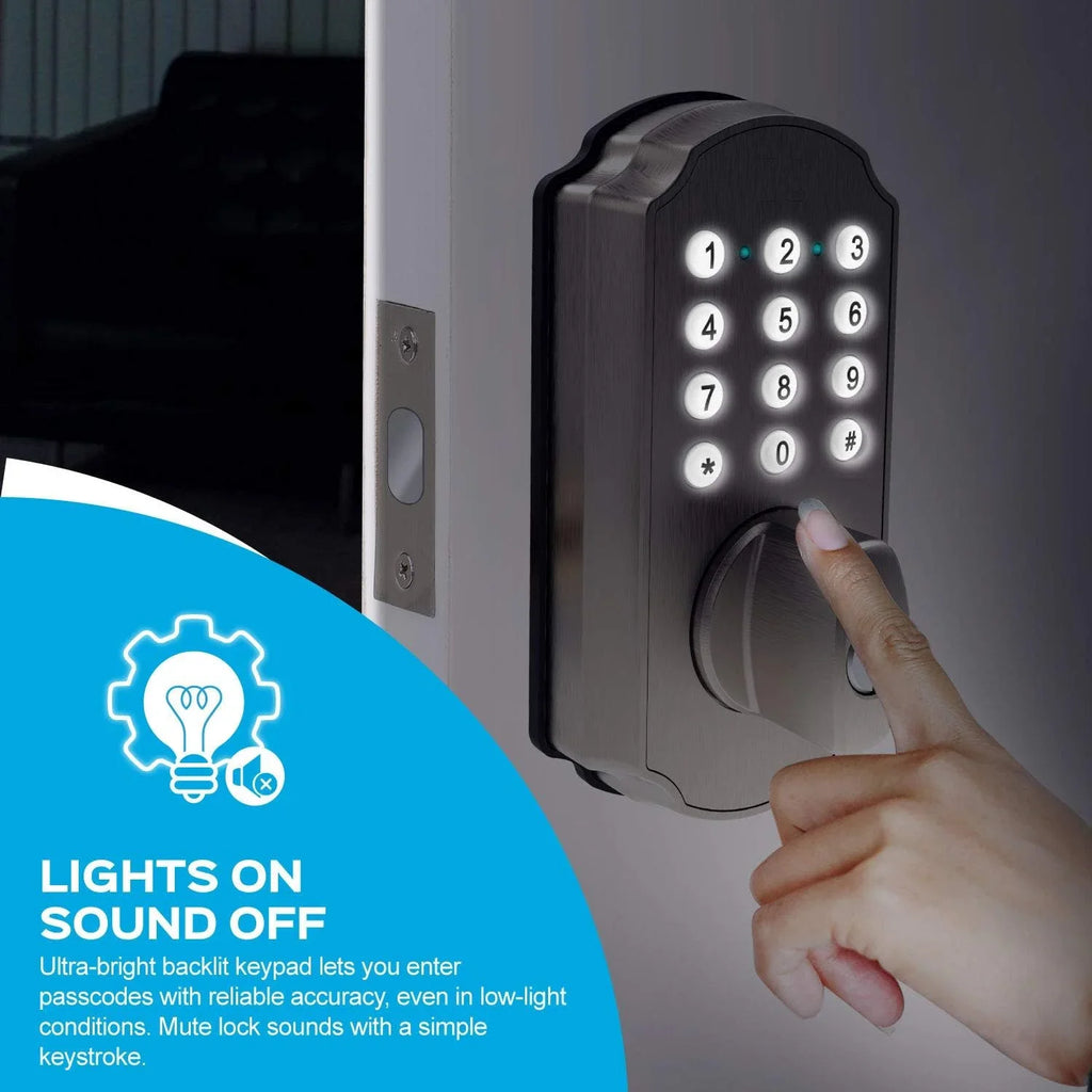 Keyless Electronic Nickel Door TurboLock TL115 Smart App Entry Mobile Home Brushed with Door Deadbolt Lock for Front Keypad