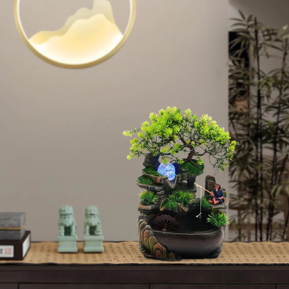 Rockery Zen Decor Miumaeov Fountain Desktop Fengshui Ornament Waterfall