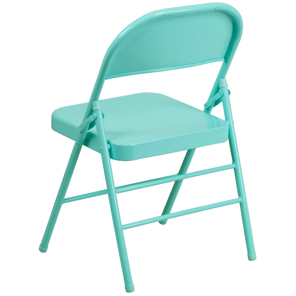 & Teal Tantalizing Metal Folding Double Chair Hinged Series Flash Braced Furniture HERCULES COLORBURST Triple