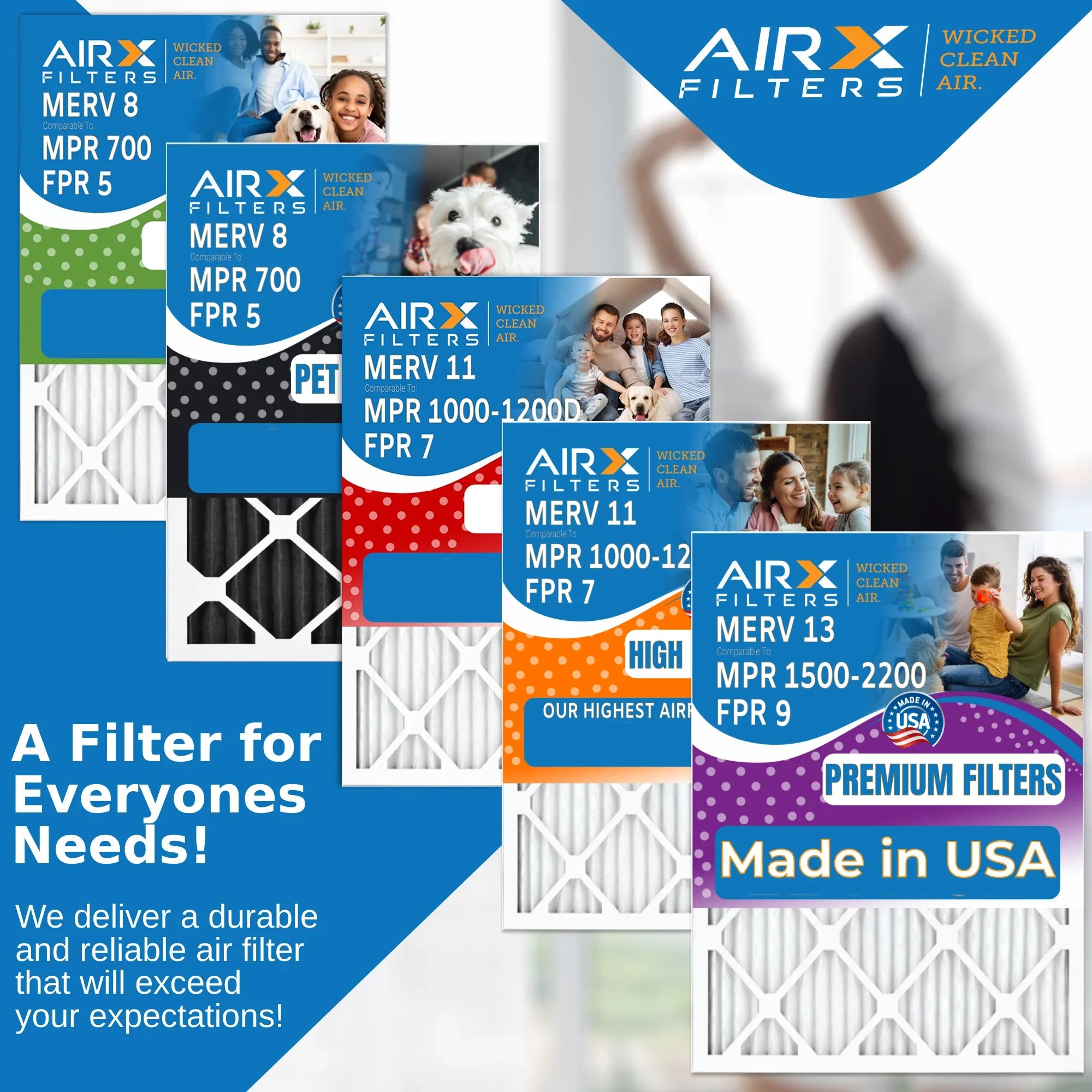 Filter Made Furnace FILTERS CLEAN AIRX Electrostatic 16x18x1 AIR. USA 6 7 1000, HVAC 11 Pleated FPR Pack 16x18x1 to Air MERV WICKED Filter Filters by Premium & MPR Comparable 1200 Conditioner MPR Air