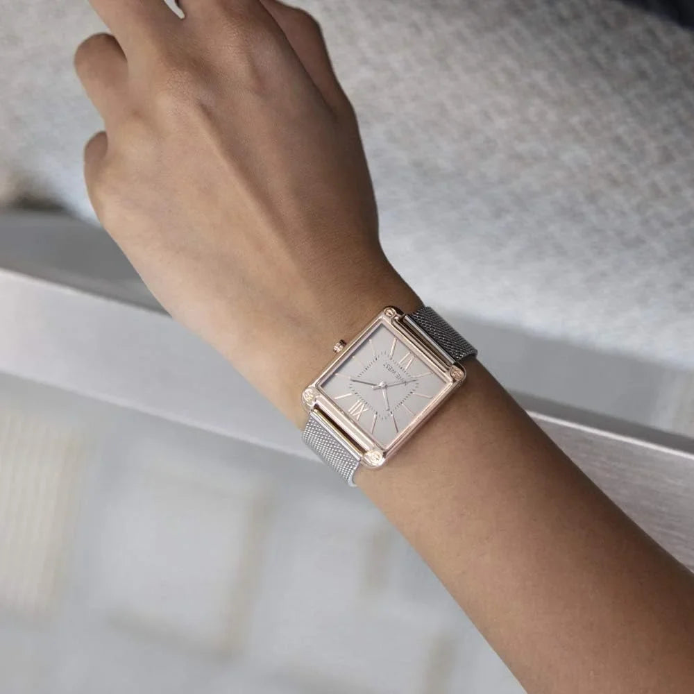 and silver-tone bracelet west mesh watch women's gold-tone rose nine