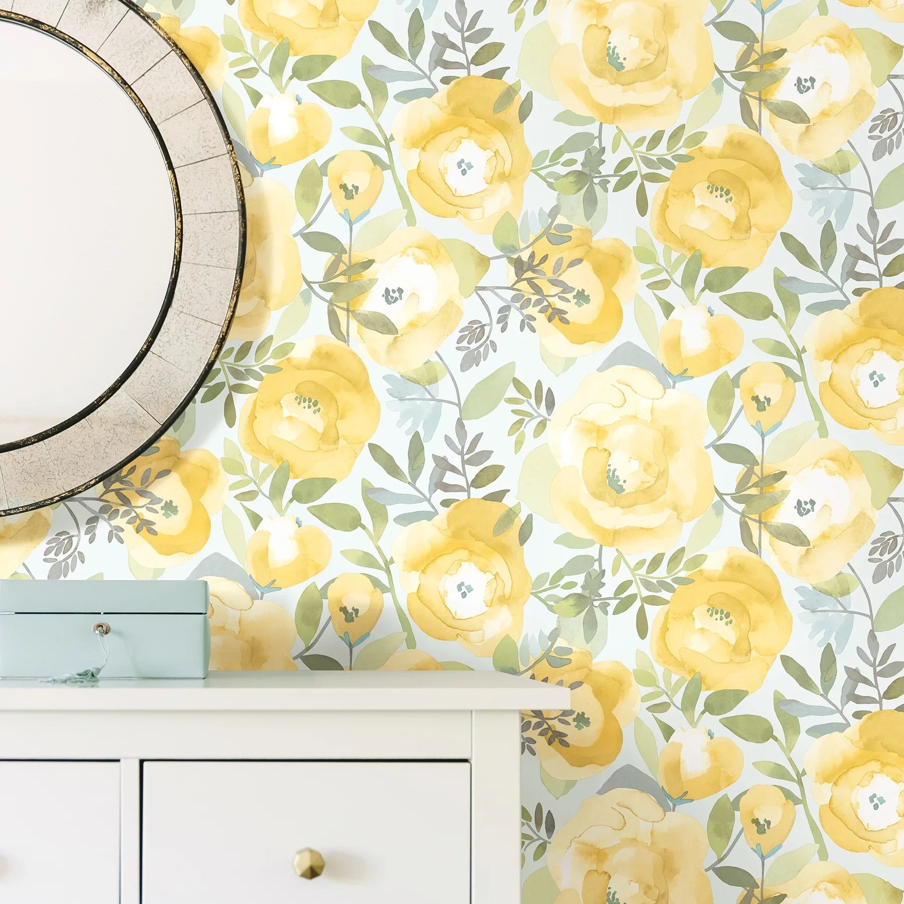 Yellow 30.75 Peel Keen Vinyl 20.5-in, NuWallpaper by Stick And Peachy 216-in ft. sq. Wallpaper,