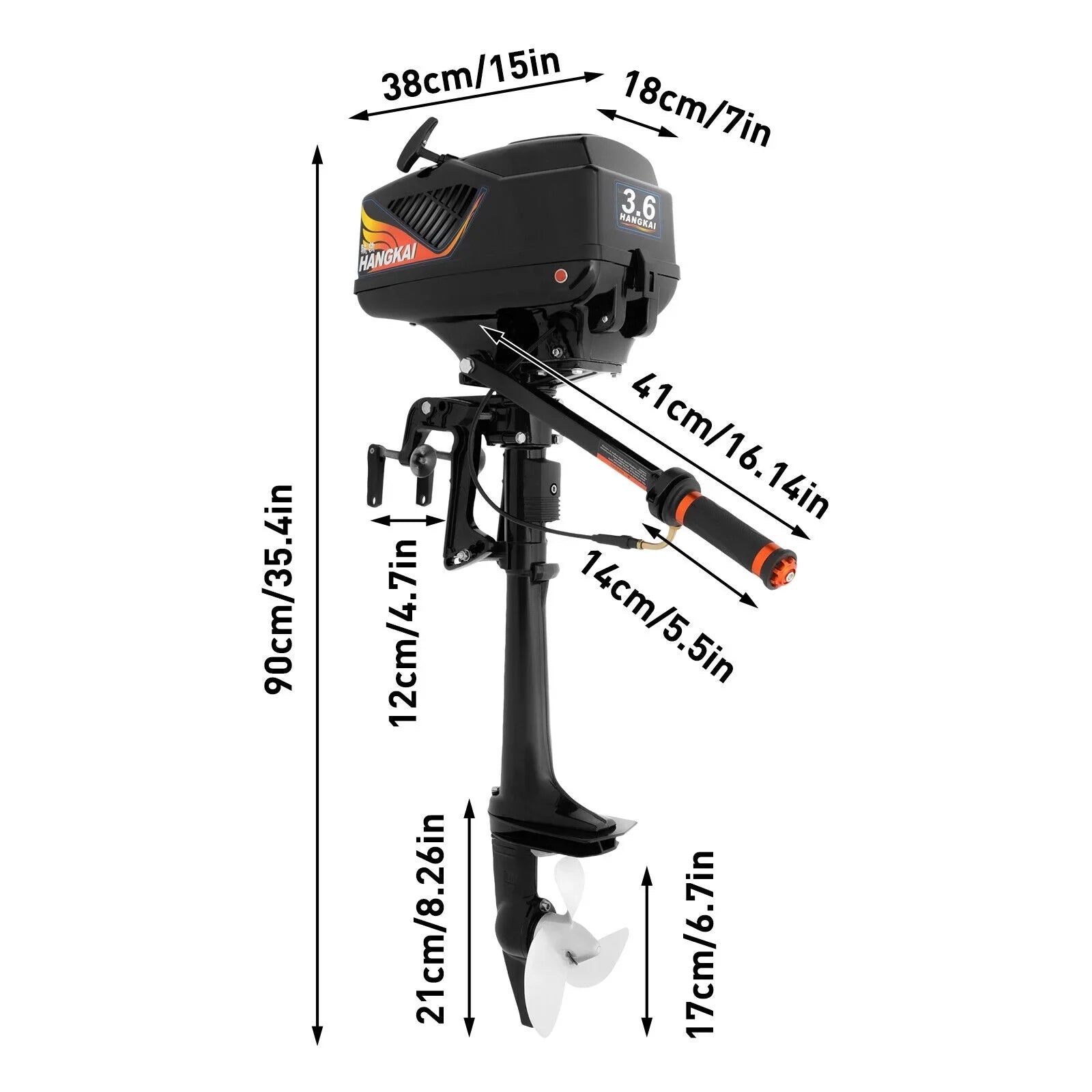 Fishing CDI Outboard Stroke Cooling HP Boat Water Engine 3.6 Outboard HANGKAI Motor 90cm/35.4in Boat 2 Motor