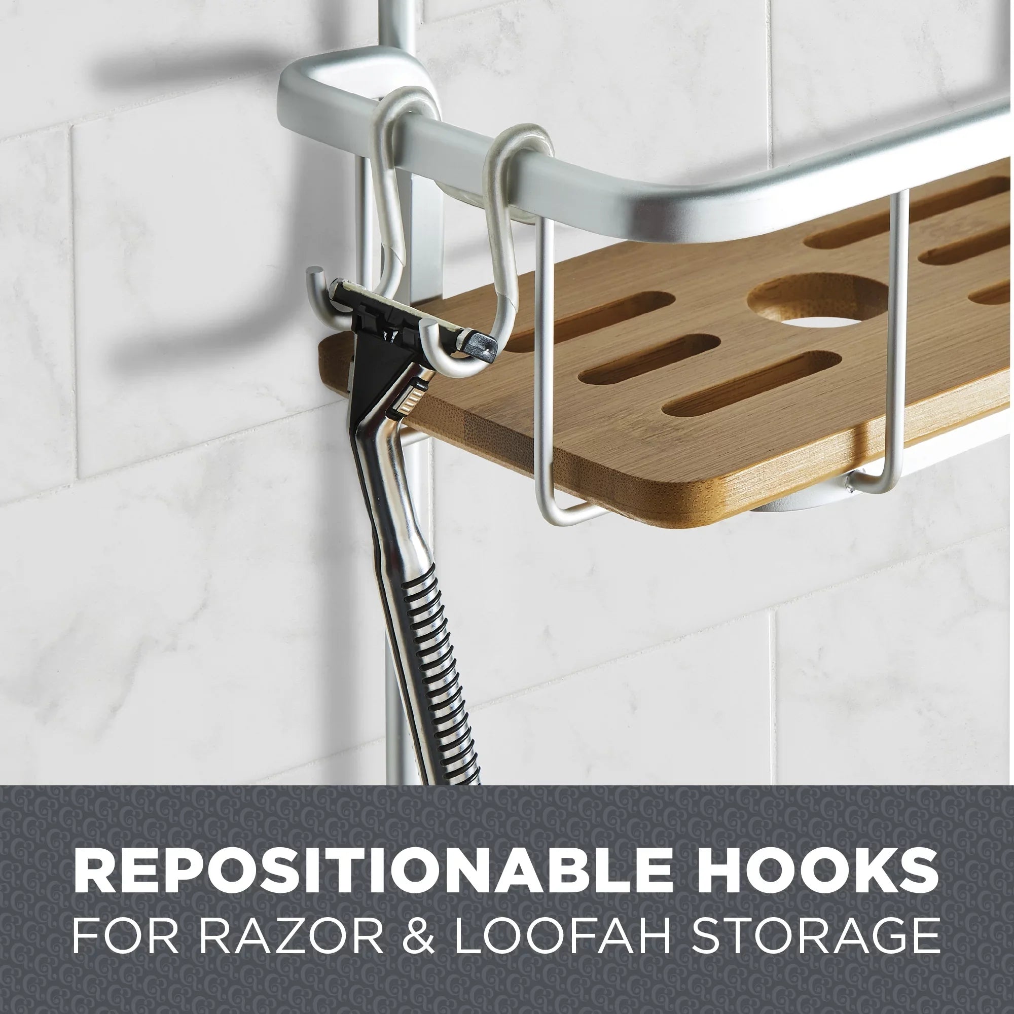 Shower Caddy Rust Better Chrome Gardens Homes Shelves, Bamboo & Proof with Aluminum Satin