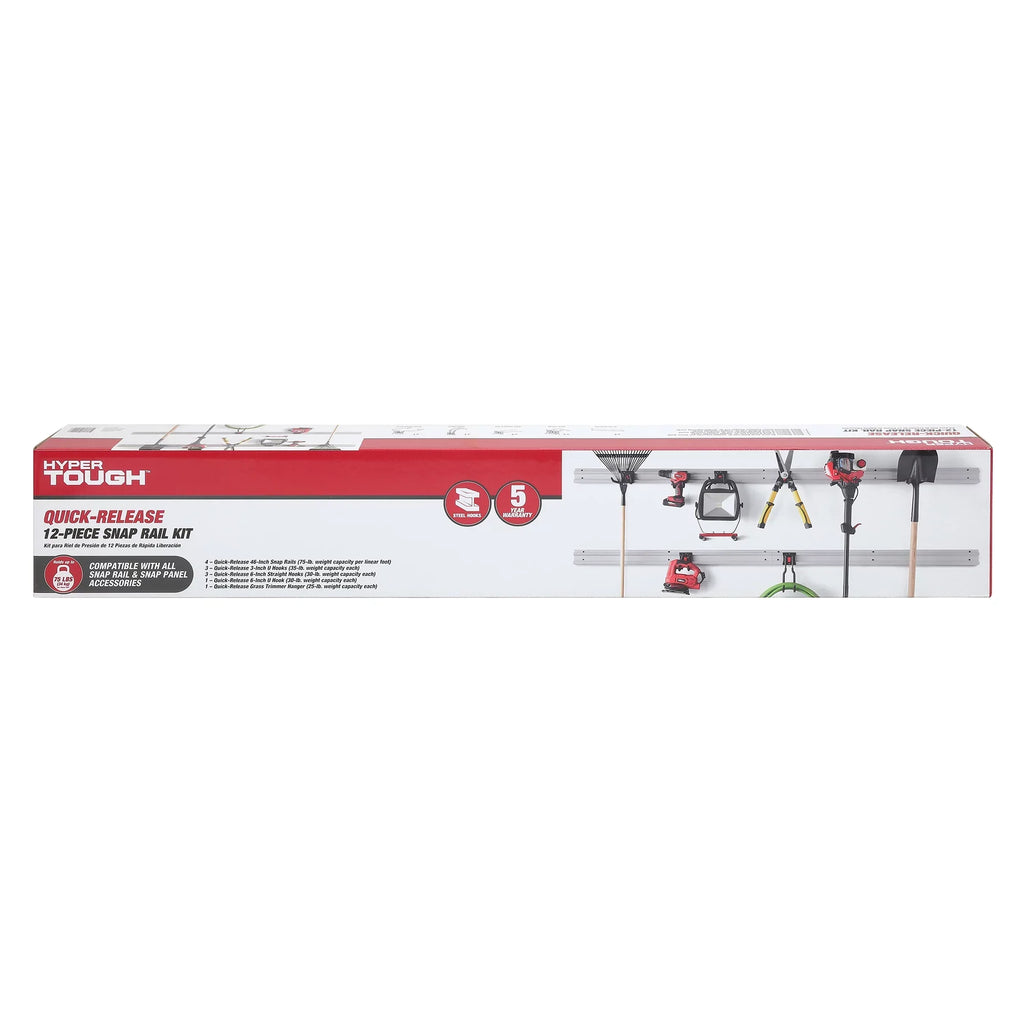System Rail Garage Organizer Kit Hyper Snap Tough Quick-Release 12-Piece