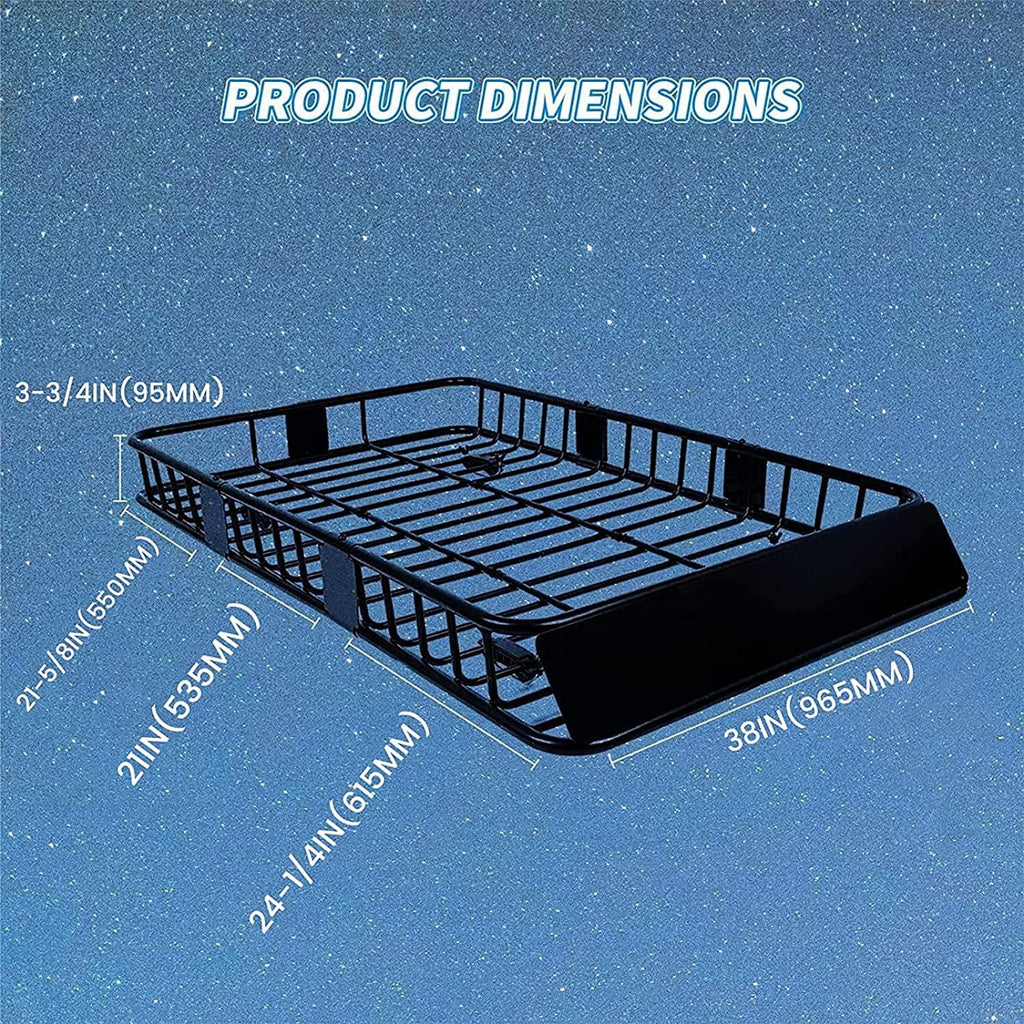Basket x Weight 64" Carrier 6'' Top Universal HECASA Capacity Rack Cargo Duty Travel for Extension 39" with Heavy Storage Roof SUV Luggage 250LBS Car Holder x Steel