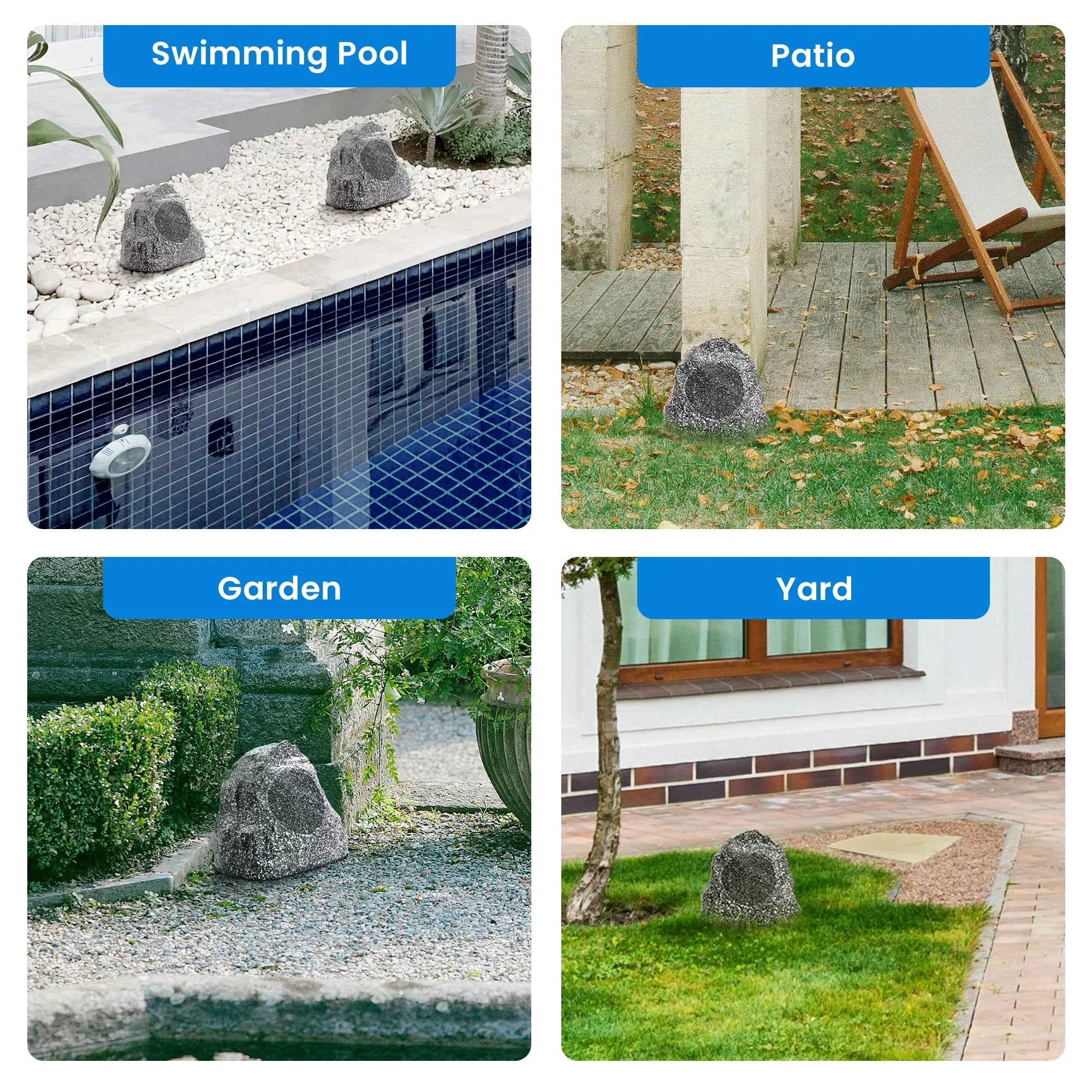 10R4G Set Patio Rock Solutions Outdoor Pool for Spa Deck Granite Speaker Theater 10 Garden