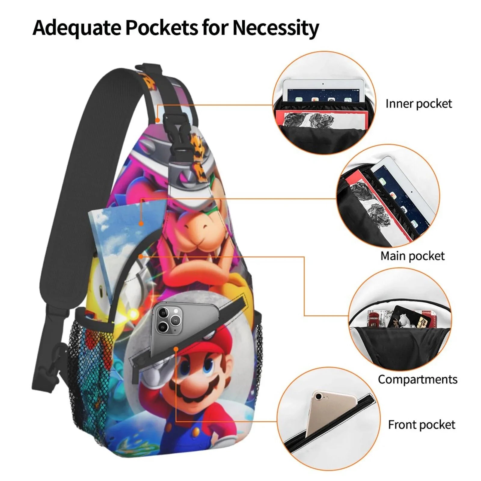 Sling Bag Mario Crossbody Chest Bags Odyssey Daypack Travel Unisex For Hiking Gifts Shoulder Women Backpack Men Super