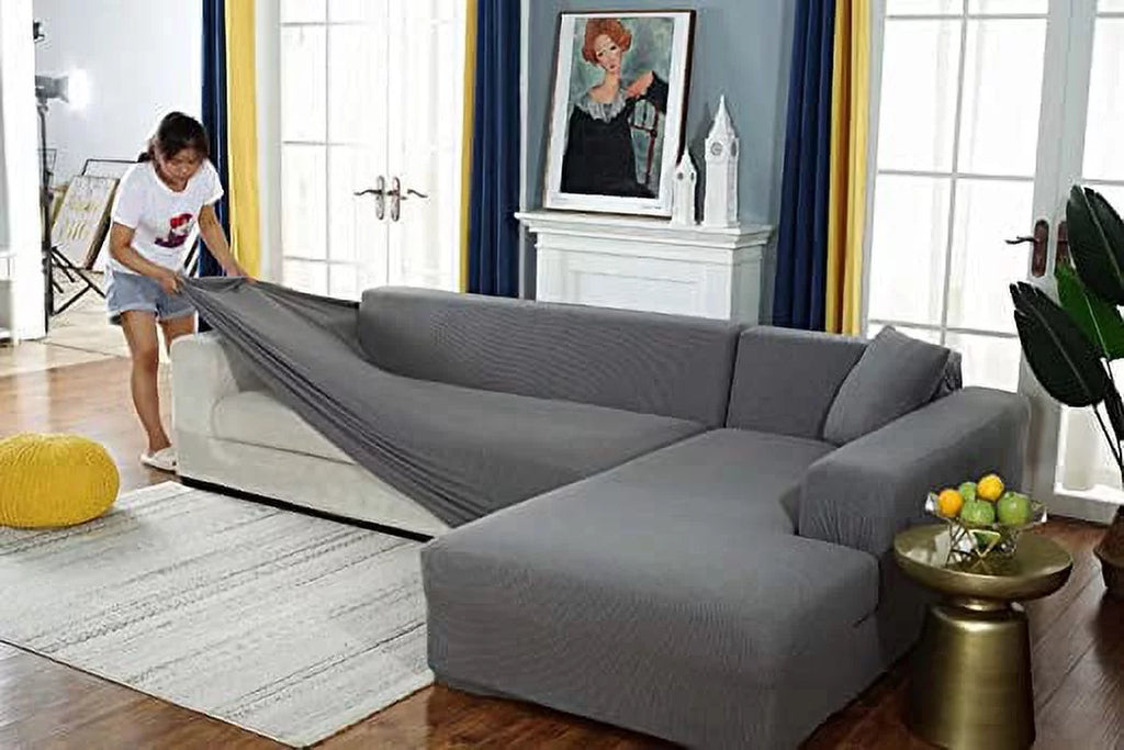 Gray, Dogs L Sofa Covers inch Washable Durable Couch Seater, Protector¡­, Shape Sectional Pets, Nvzi 3 Slipcover Furniture 1 Living Covers 2 Seater:70-84 Light Room Thick Stretch Sectional 3 4 Couch