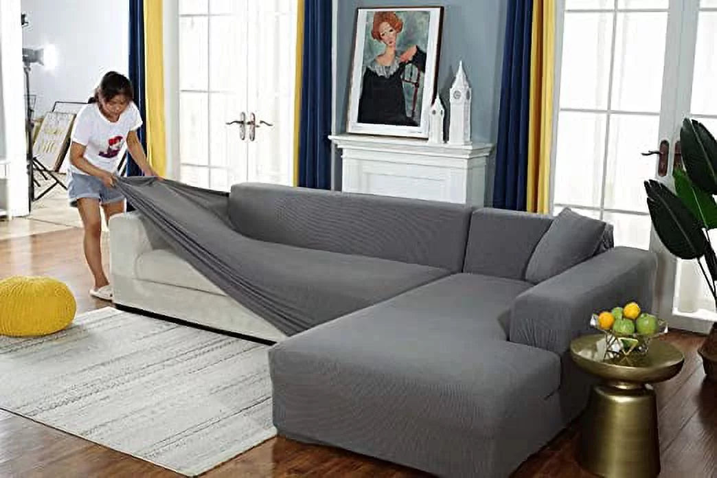 Gray, Dogs L Sofa Covers inch Washable Durable Couch Seater, Protector¡­, Shape Sectional Pets, Nvzi 3 Slipcover Furniture 1 Living Covers 2 Seater:70-84 Light Room Thick Stretch Sectional 3 4 Couch