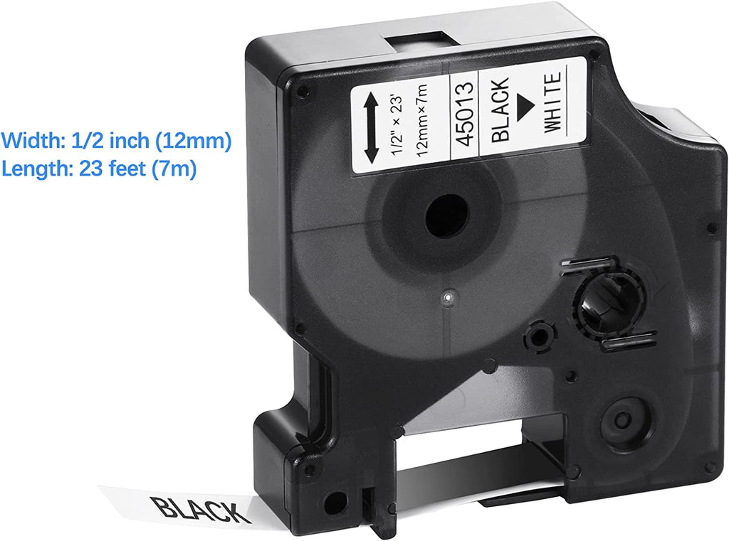 Filery D1 Tape DYMO Maker Labels Replacement, Refill, Label Tape 45013 Compatible Tape Label S0720530 for Black