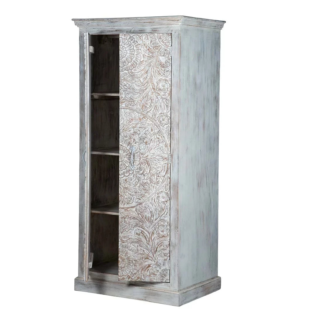 Chic Carved Shabby Wardrobe Maadze White