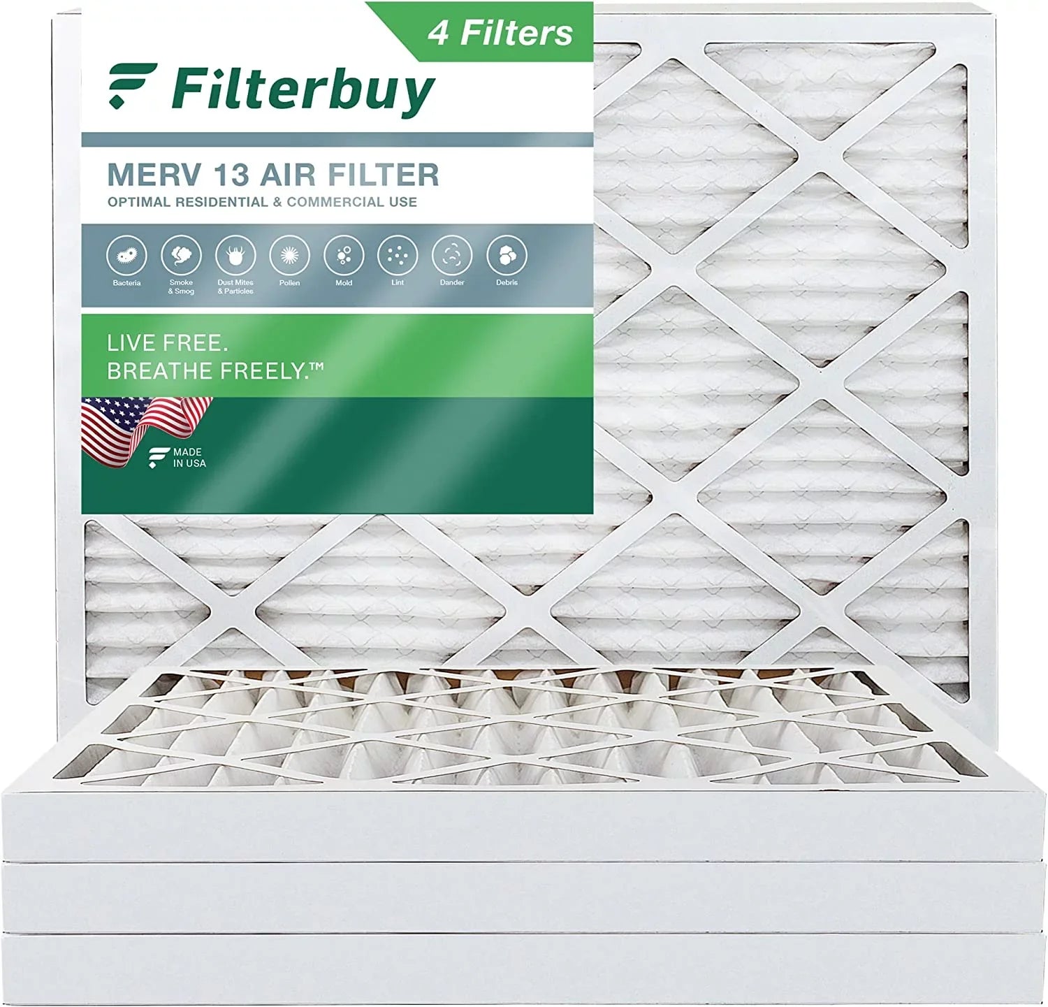 13 Filters 10x16x2 HVAC MERV Pleated Furnace (4-Pack) Filterbuy AC Air