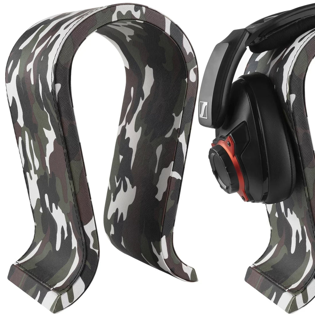 for Geekria Desk Wooden Over-Ear JBL, Compatible Sennheiser, Headphone Headphones, Razer, Beach, Hyperx, Stand, Display PS5 Vegan Stand Omega Turtle Sony (Camo) Hanger Leather Headset with Gaming