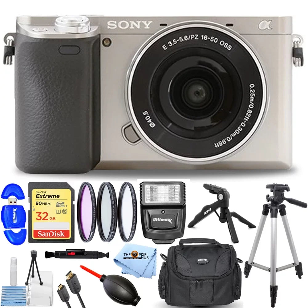 Sony w/ Mirrorless 12PC Accessory Camera Alpha Digital a6400 - Lens Bundle 16-50mm