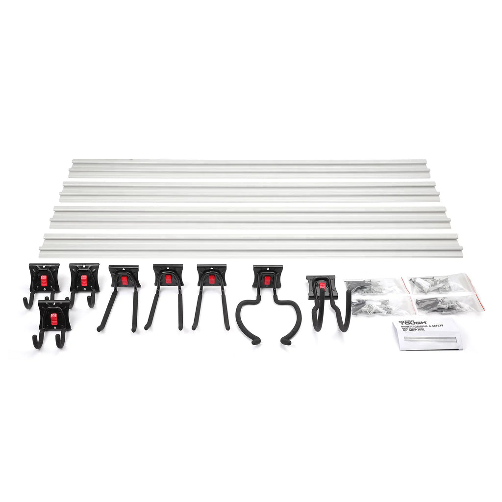 System Rail Garage Organizer Kit Hyper Snap Tough Quick-Release 12-Piece