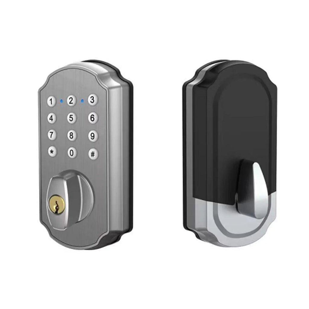 Keyless Electronic Nickel Door TurboLock TL115 Smart App Entry Mobile Home Brushed with Door Deadbolt Lock for Front Keypad