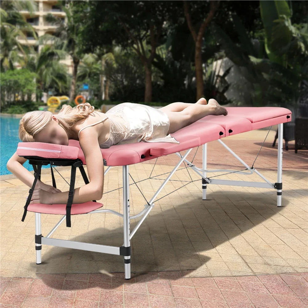 Pallet, Portable Couch, Table 3-Fold Alloy Equipment, Backrest/Headrest/Armrest/Hand Salon Pink 84'' Bed, Massage with Yaheetech Adjustable Spa Massage Bed Massage