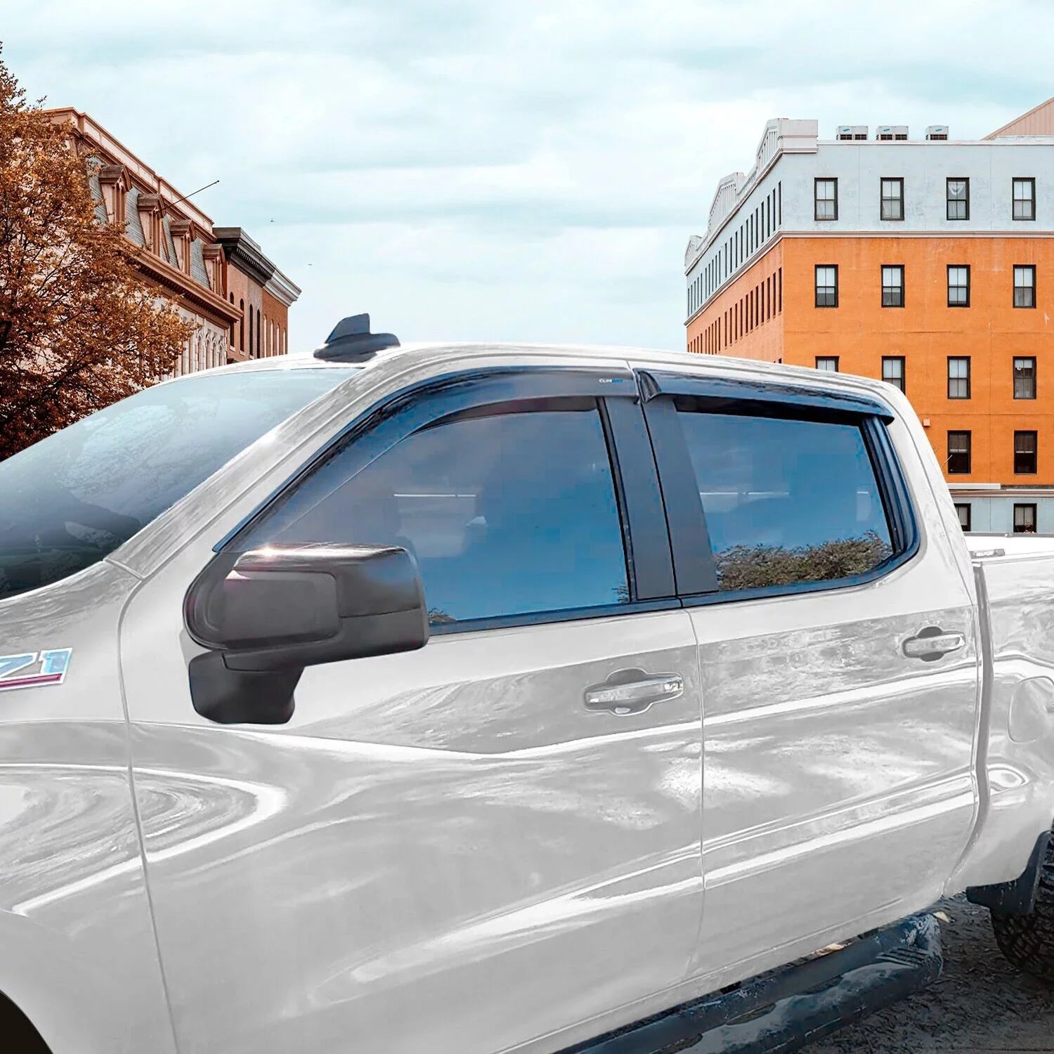 Deflectors, Silverado/GMC Durable Vent 2019-2024 Guards Incredibly Visors, (Chevy) Tape-on Compatible ART 419160 with Rain CLIM Chevrolet Sierra 1500 Window 4pcs- Crew Accessories, Window Truck Cab,
