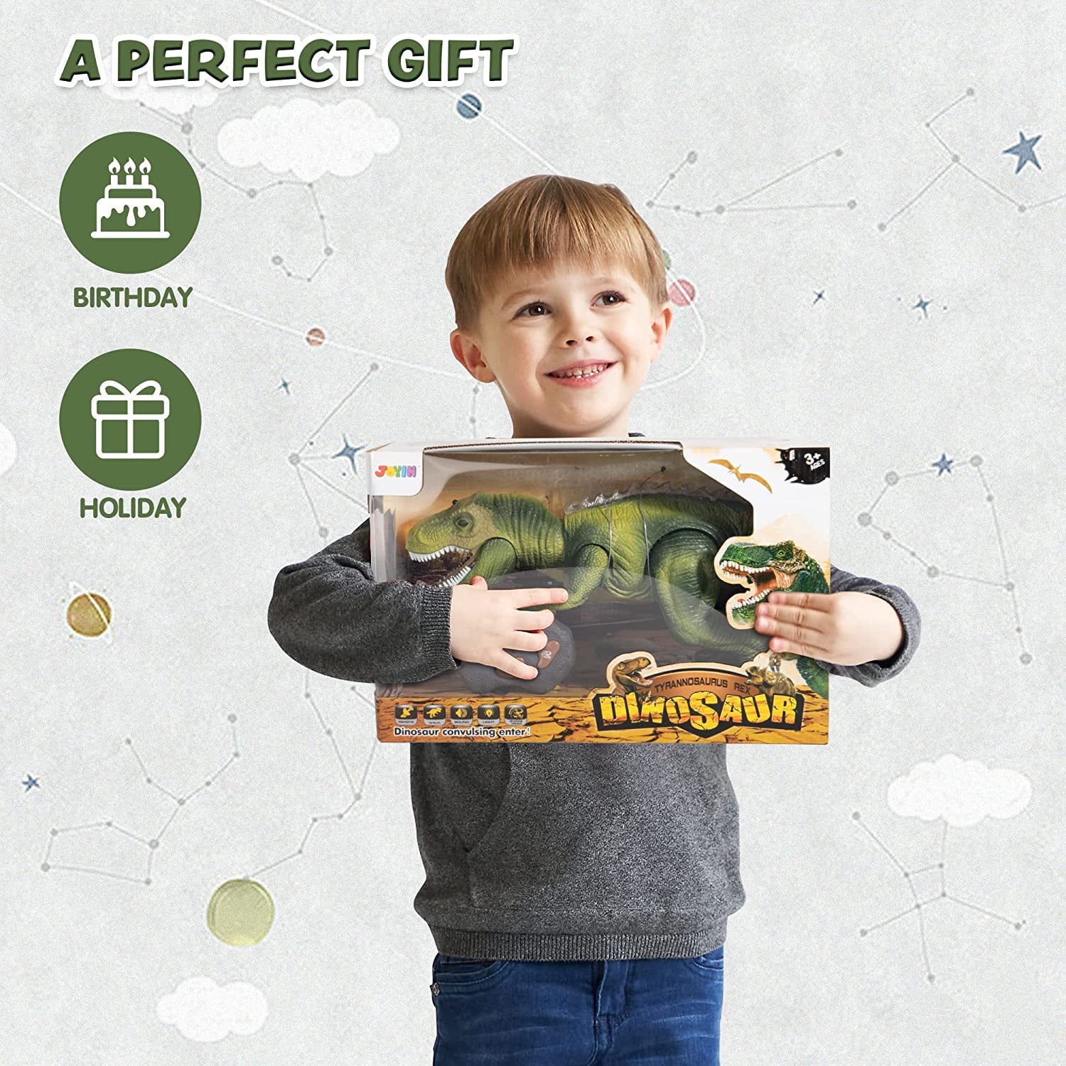 Rex with Boys Boys,Big saur Toy,Electronic Gift dinosaur Roaring saur for dinosaur Toy,Birthday Kids Girls,Green Dancing Toy Kids Robot and Light T Walking Steam Toy dinosaur Sound, for and JOYIN