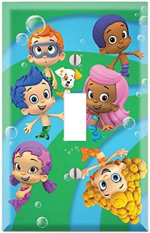 Wallplate Toggle Decor Single Cover Plate - Wall Guppies Bubble Switch