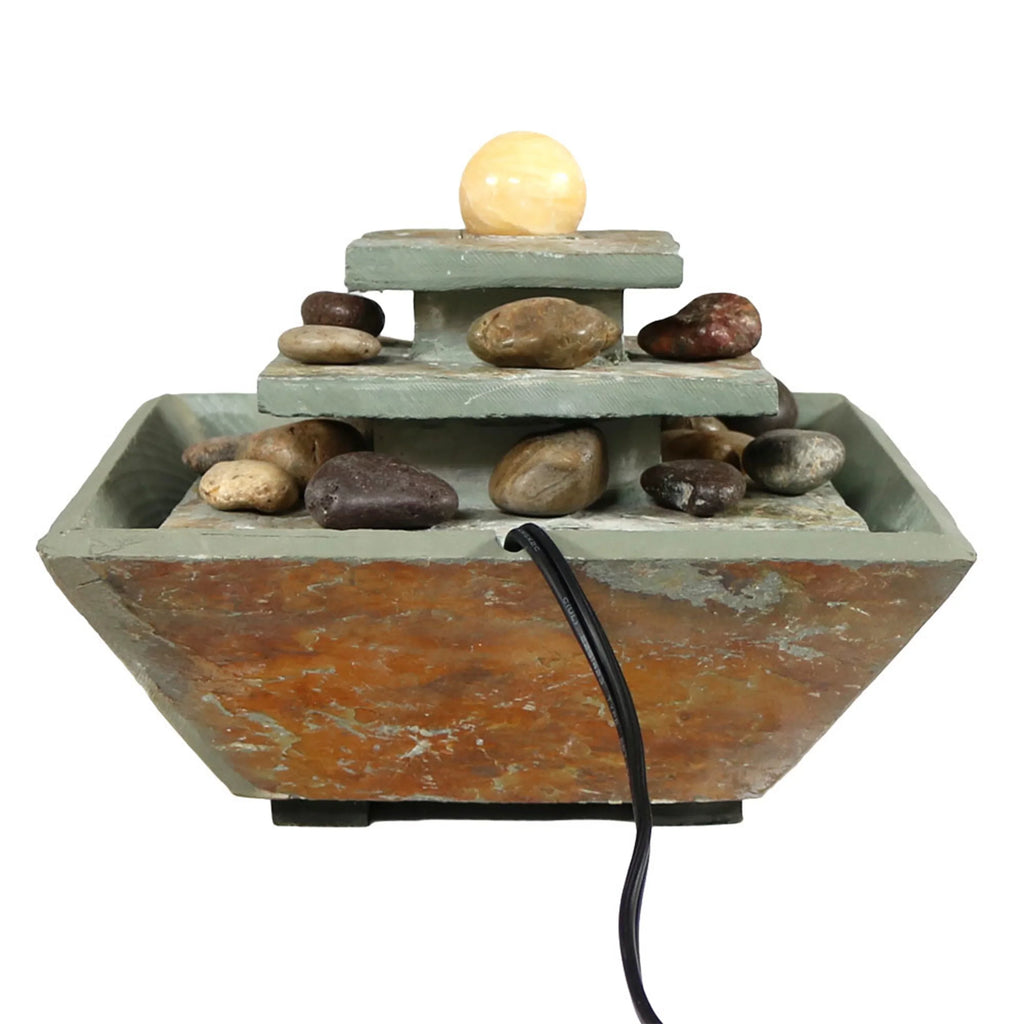 Light LED Ascending Tabletop Slate - Sunnydaze Fountain 8" with