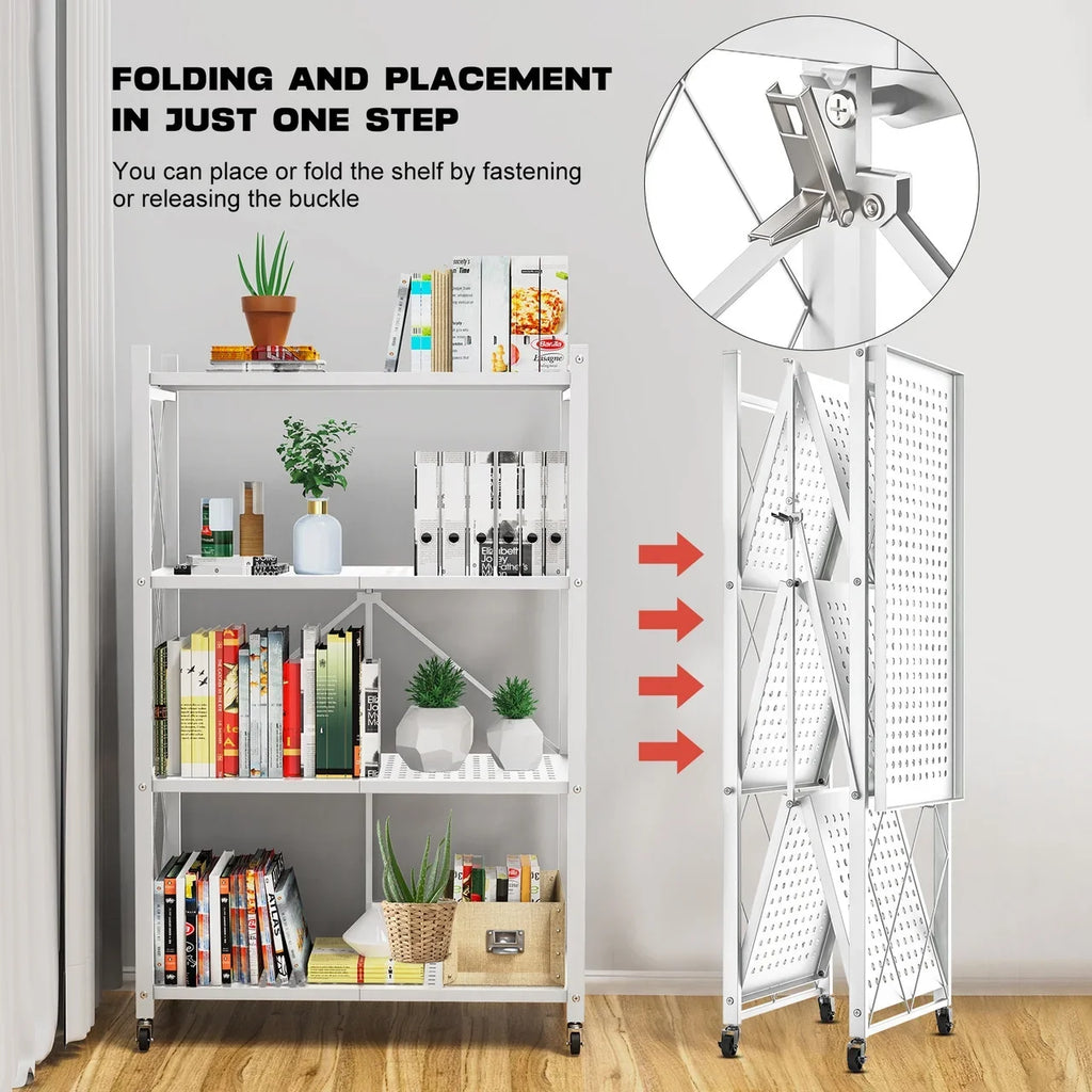 QRInnovations Heavy Duty Tier Modern Style White Shelving Storage Metal Rack 3/4