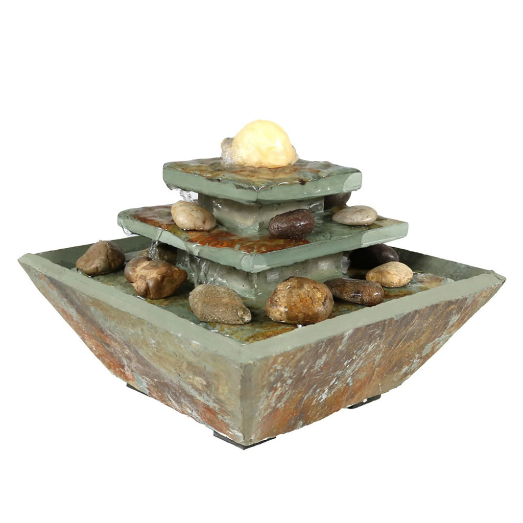 Light LED Ascending Tabletop Slate - Sunnydaze Fountain 8" with