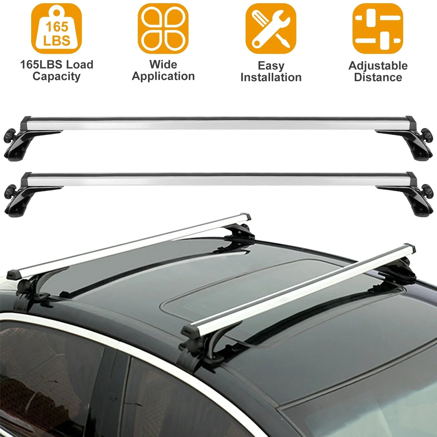 with Fit Without Roof Capacity for Rack Side Roof Car Most 47.24in Vehicle 165LBS Aluminum Wagon Rail Crossbars Cargo Car iMounTEK Roof Rack Carrier