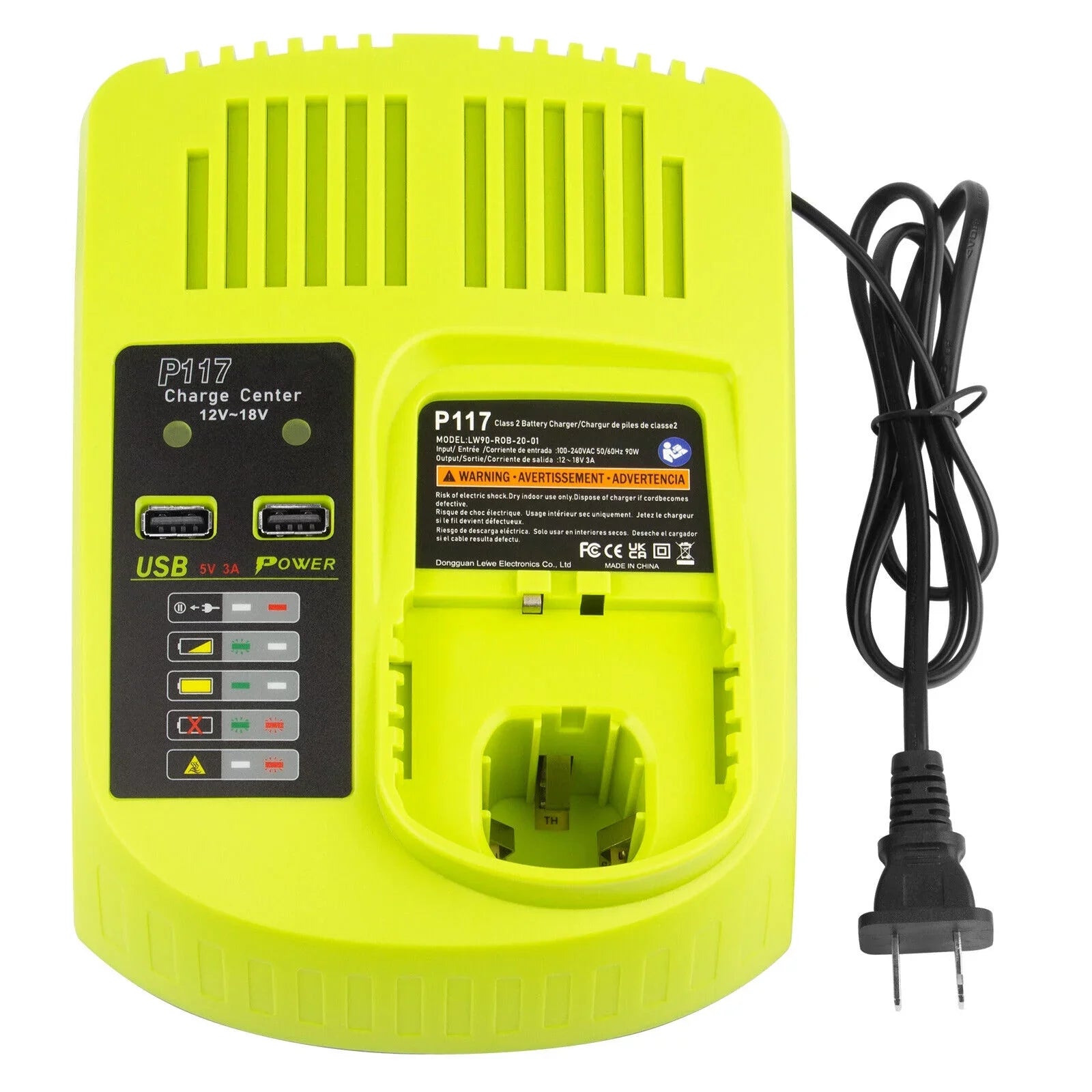 P117 P106 US 18Volt Charger For High 18V Lithium-Ion Capacity Battery P108 RYOBI