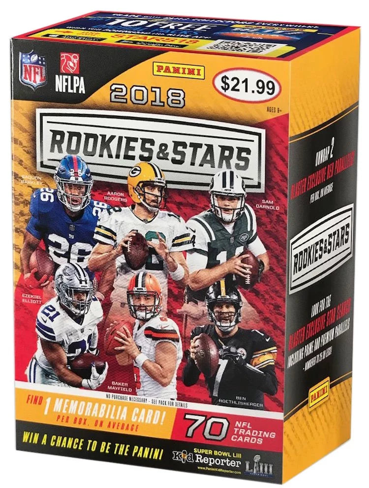 BLASTER Rookies Stars & Packs) Box 2018 (7 Card Trading Football NFL Panini
