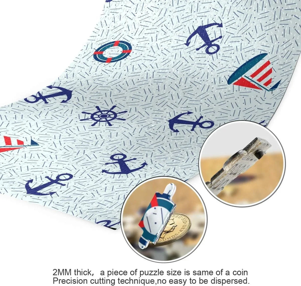 Theme Anchor Sea Lifebuoy Pieces Nautical Gift for Sailboat Marine and Kids Adults Wheel DIY Puzzles Wellsay Steering Jigsaw 1000 Decoration Puzzle