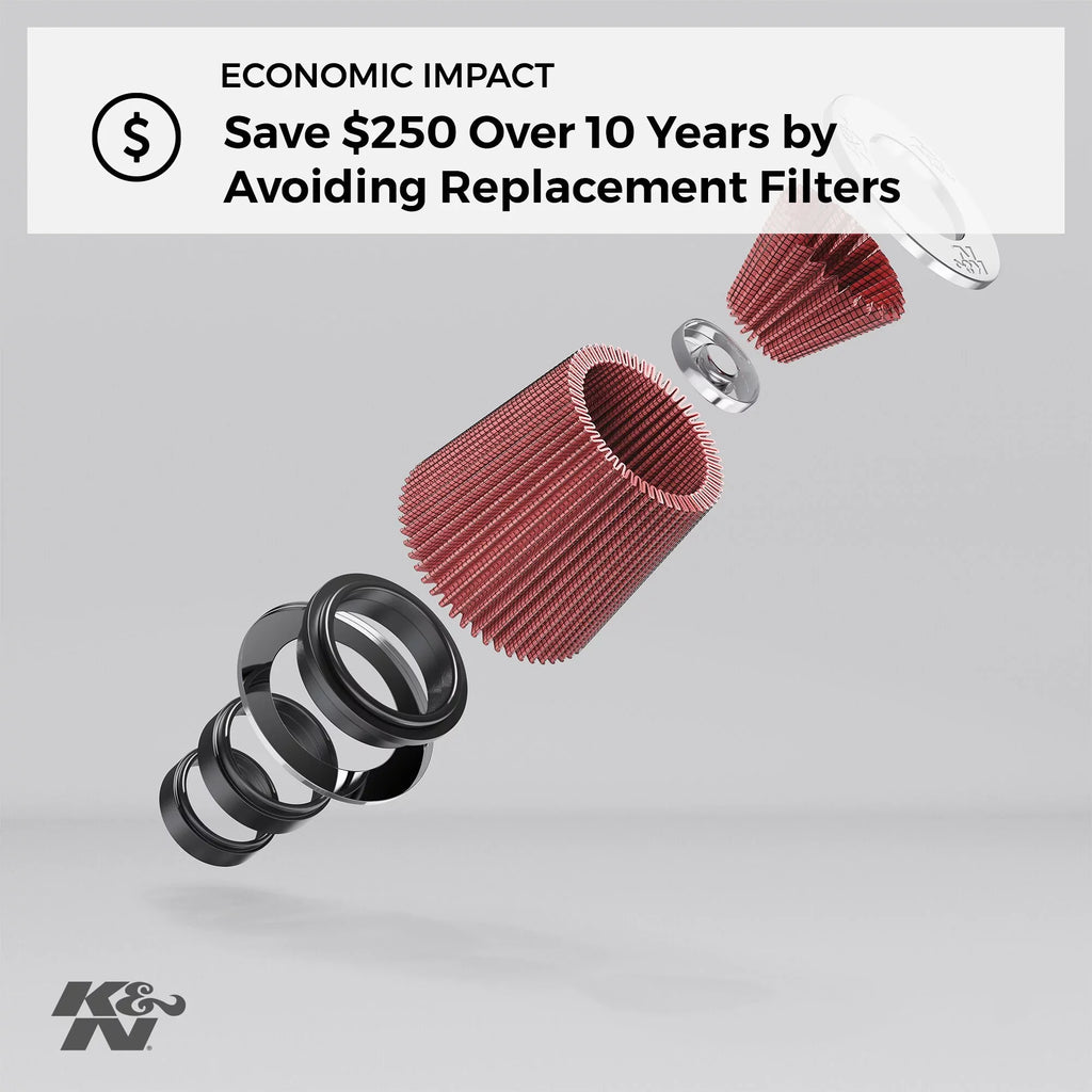 Clamp-On mm) RE-0870 (152 9 Round (102 Washable Tapered; 6 ID; Filter: in Base; Flange Universal mm) Height; Reusable: Top in (229 4 Engine mm) in K&N Air , and in mm) (117 4.625