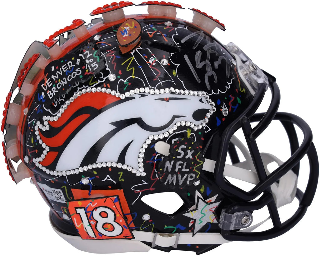 by Fanatics Artist Manning - Helmet B703374 Broncos Certified Mini Charles Peyton Authentic Painted - Fazzino Autographed Hand - Denver