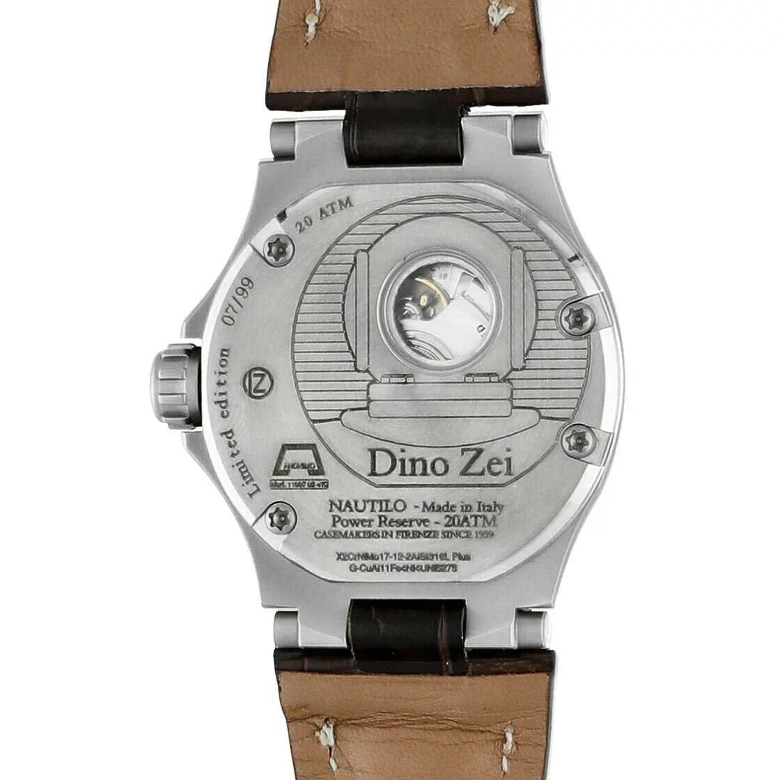 Automatic 11007 Zei Nautilo Dino Leather Steel Limited Men's Edition Watch