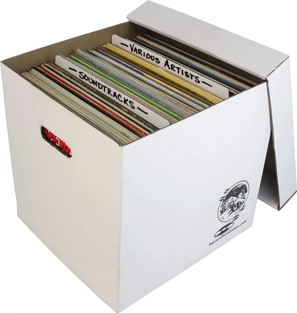 with Record - Records - - to Set or Vinyl of Discs Laser up Storage 10 Sturdy 90 Removable Cardboard 12" Lid #12BC13 Holds Box Boxes