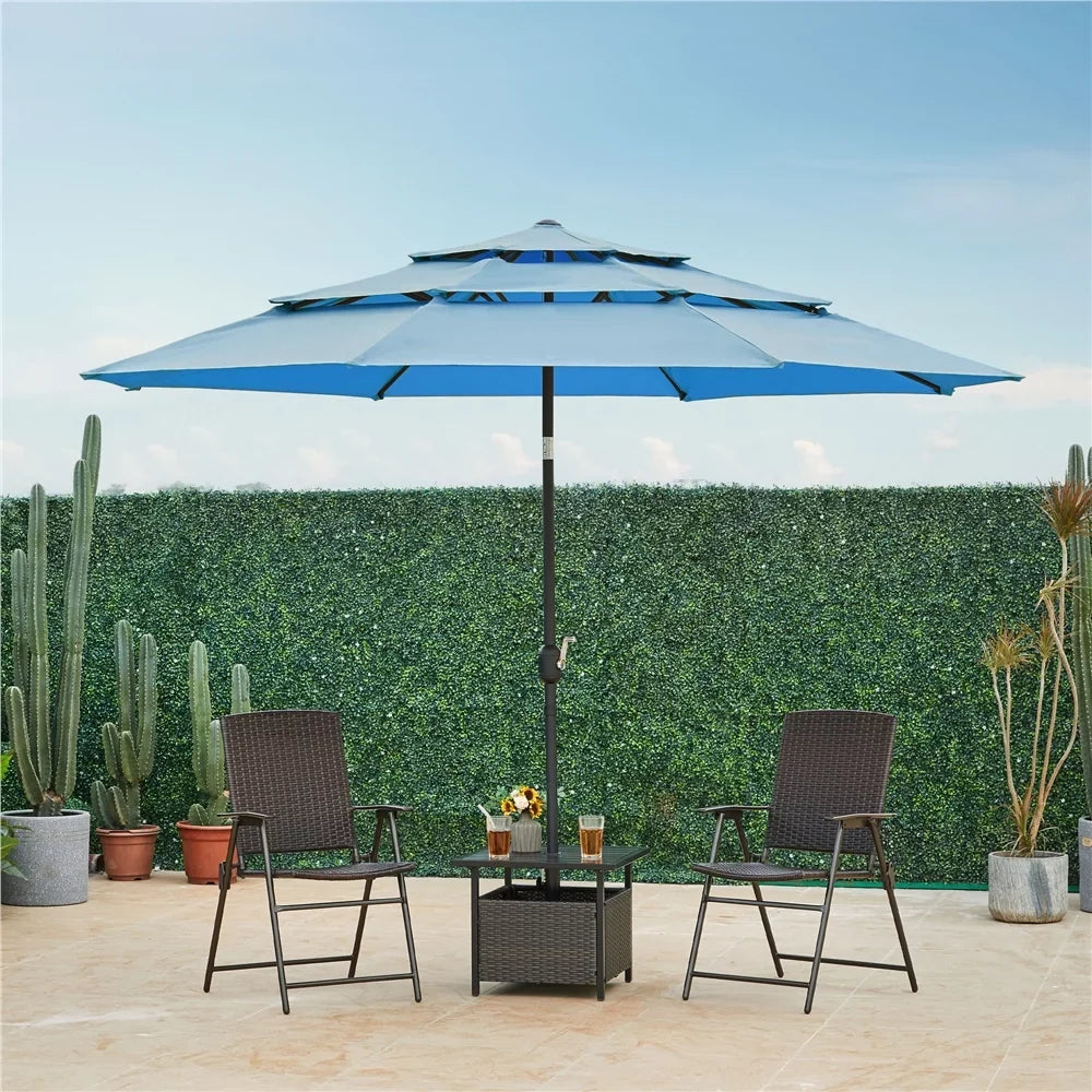 Sky Sturdy 18'' 10ft Outdoor Yaheetech lb Umbrella 8 Patio Stand, with Blue Base Ribs+ 26.5