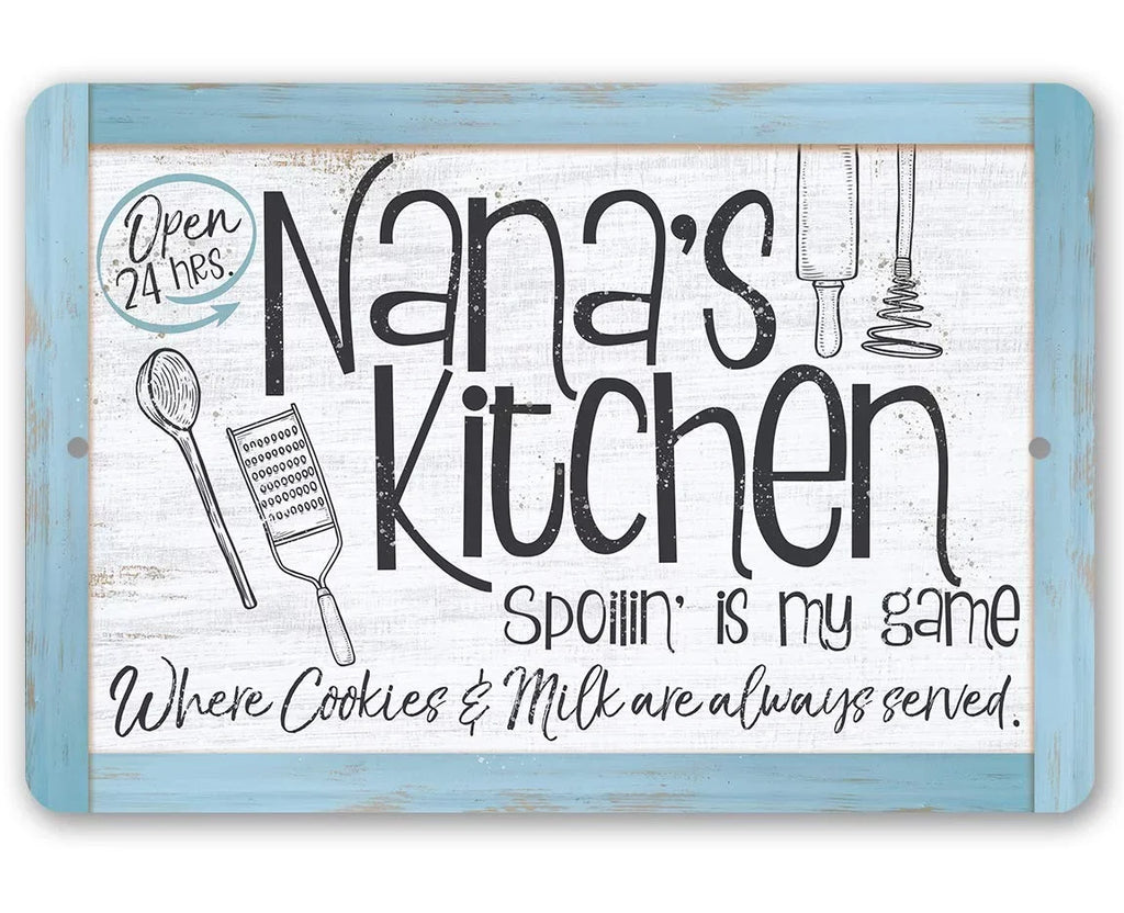 Use a Metal Sign Kitchen - Gift $25 Great Indoor/Outdoor Metal Under Kitchen (12" - Decor 18") Sign - Durable x Housewarming - and Makes Nana's