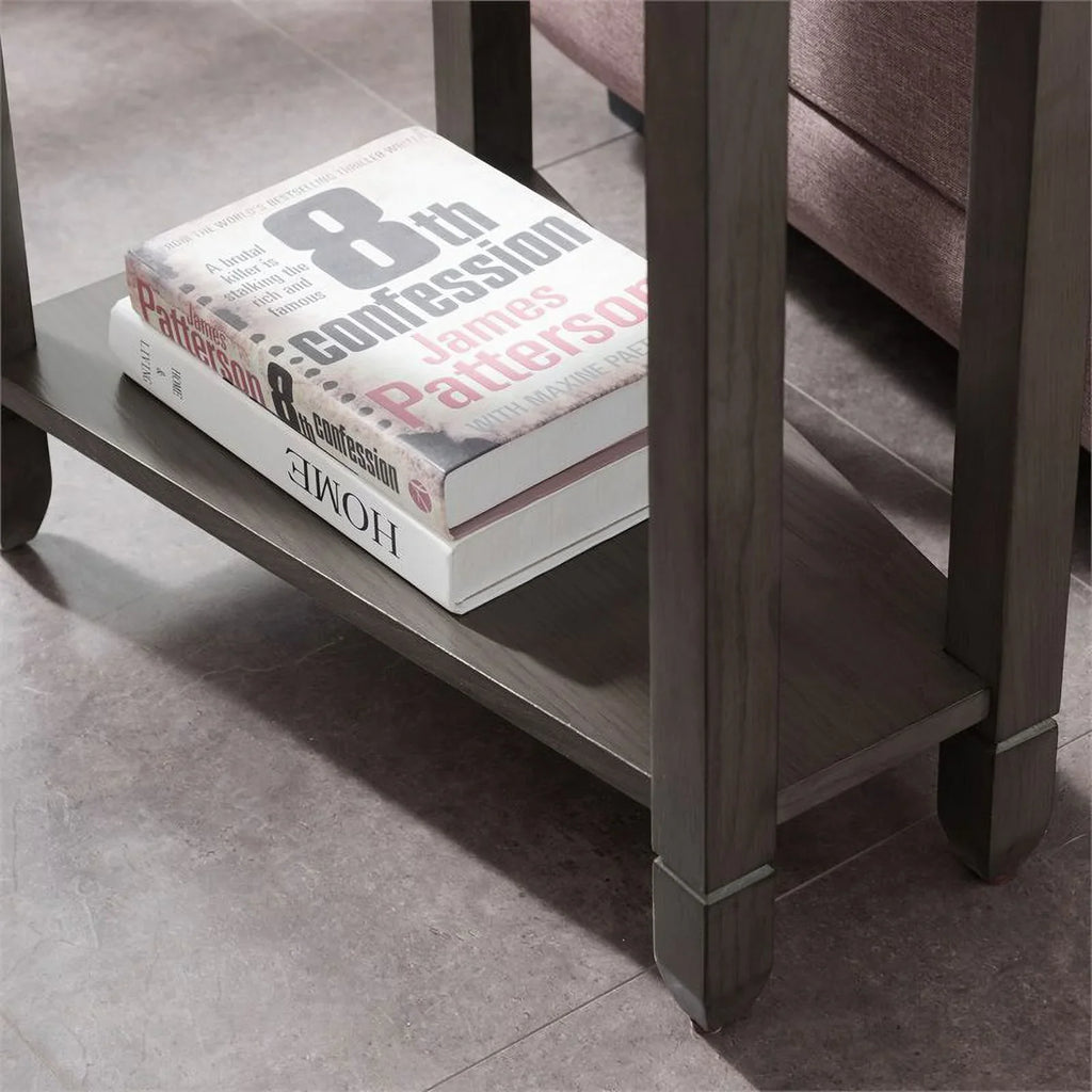 Wedge Table Wood Bowery Slate Shelf Smoke in Hill with Gray/Black