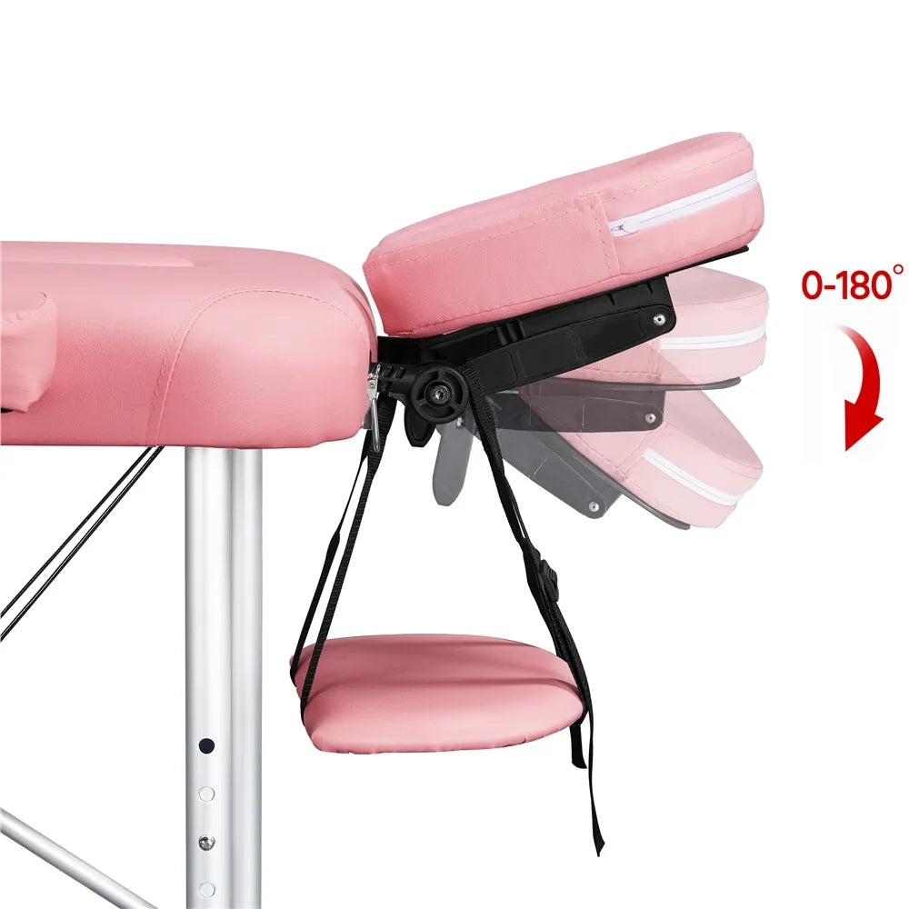 Pallet, Portable Couch, Table 3-Fold Alloy Equipment, Backrest/Headrest/Armrest/Hand Salon Pink 84'' Bed, Massage with Yaheetech Adjustable Spa Massage Bed Massage