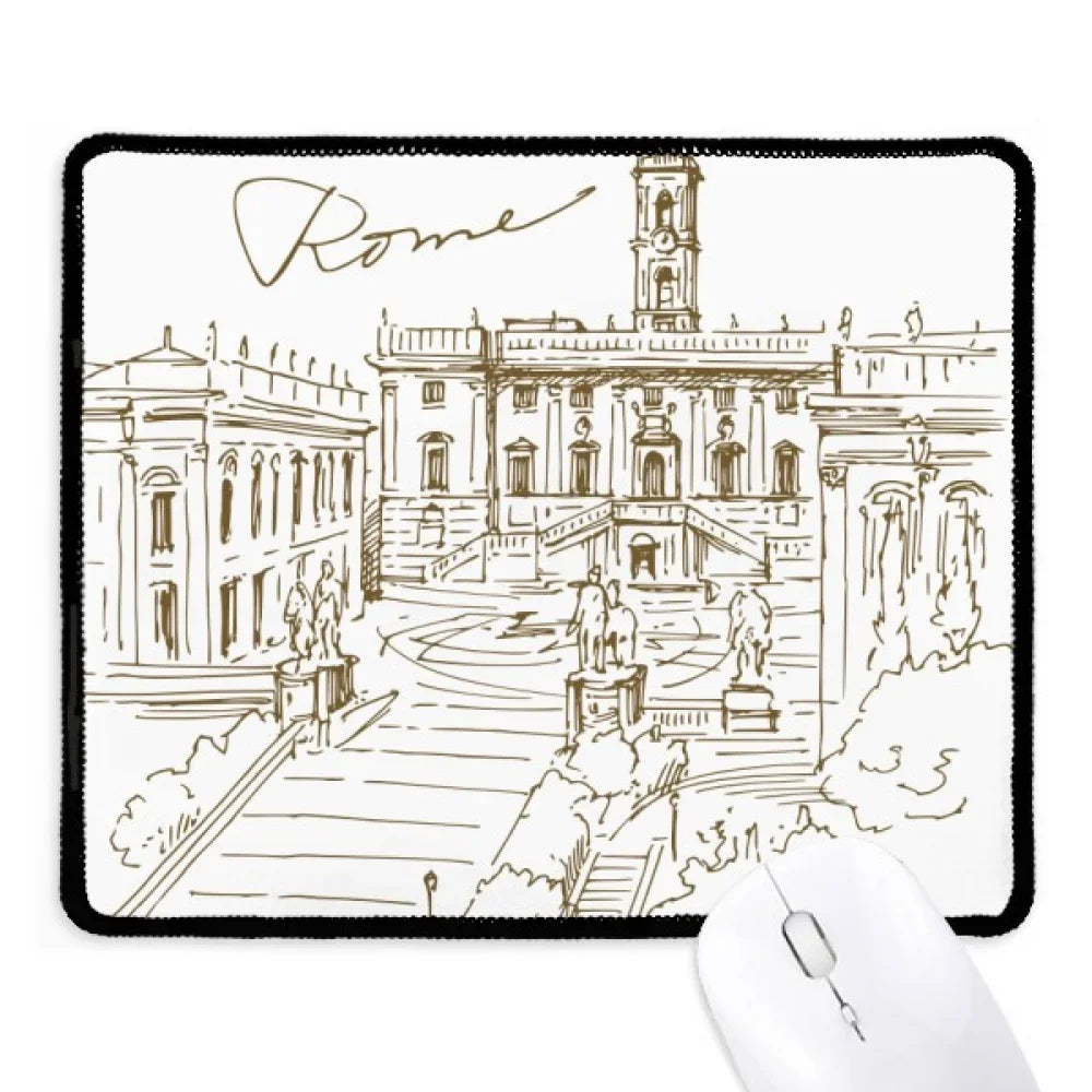 Pad Mat Gang Mousepad Fontana Edge Stitched Fontana di Trevi Rome Landmark Rubber