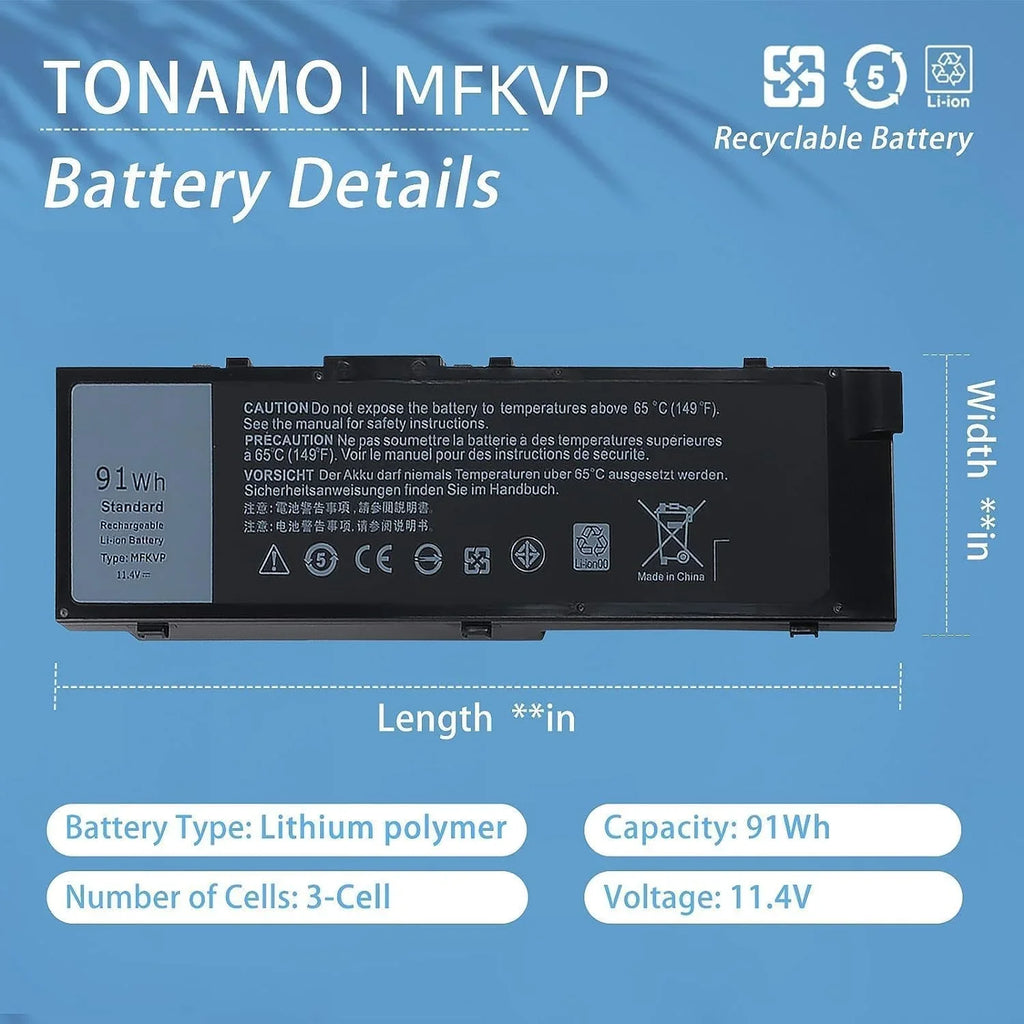 451-BBSF 1G9VM GR5D3 for Laptop 7710 451-BBSB MFKVP 17 7720 y 15 7510 Precision Dell 7520 91Wh Precision
