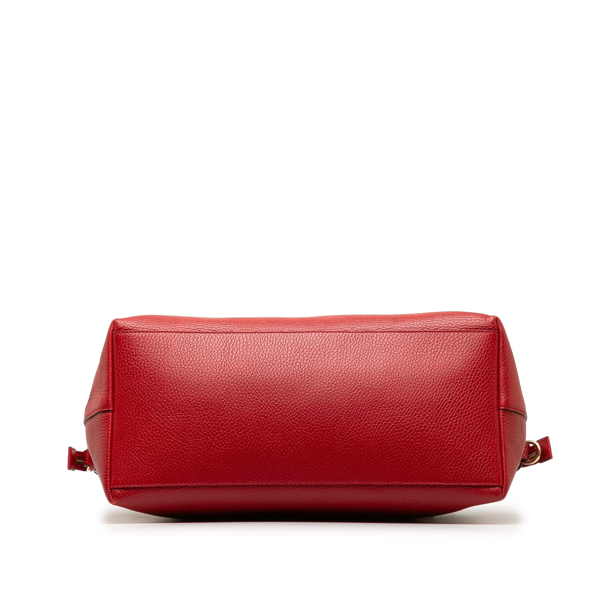 Authenticated Calf GG Pre-Owned Unisex Leather Convertible Charm Red Gucci (Good) Satchel Dome