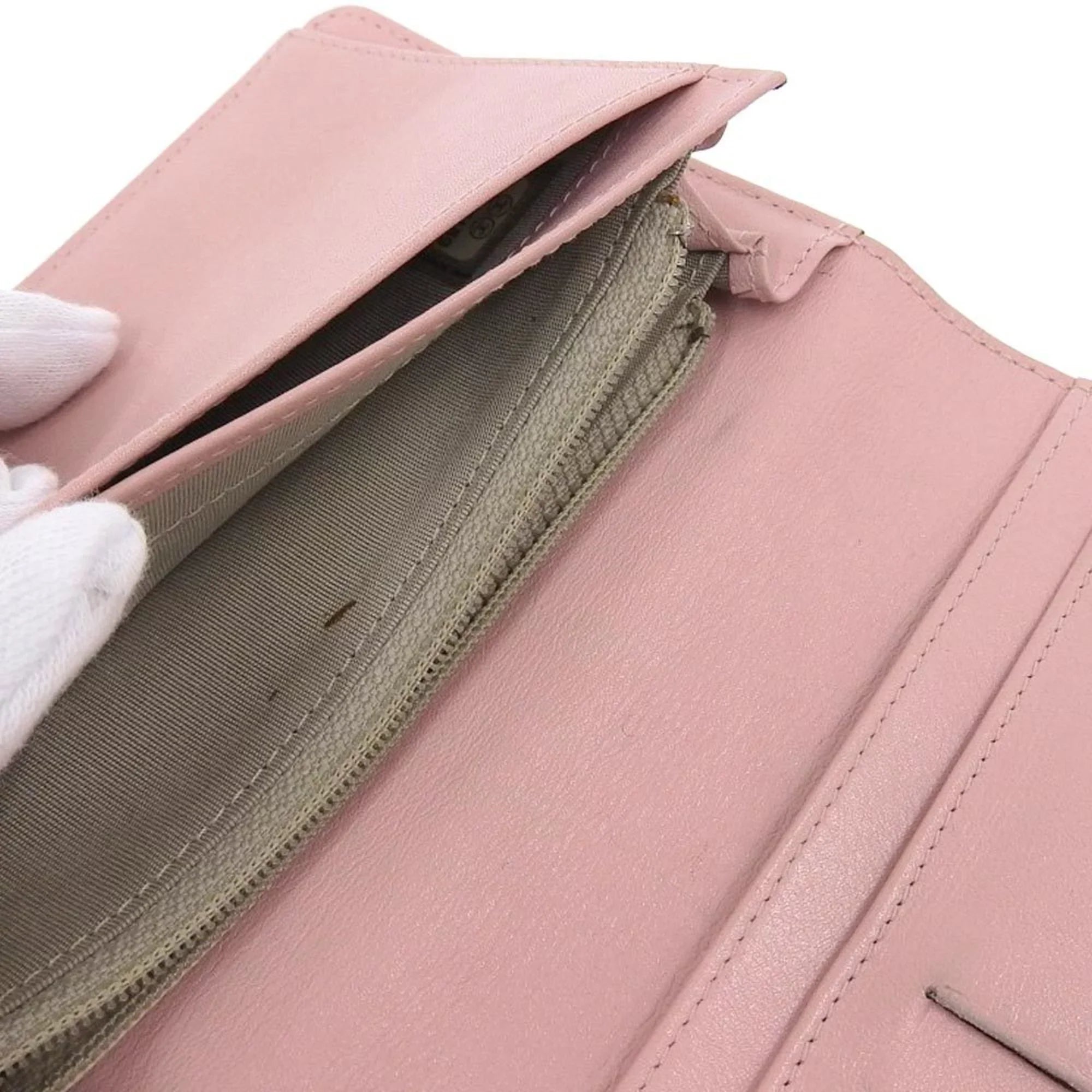logo wallet here 16 Pre-Owned pink A48651 (Good) series long skin bi-fold Chanel caviar mark CHANEL