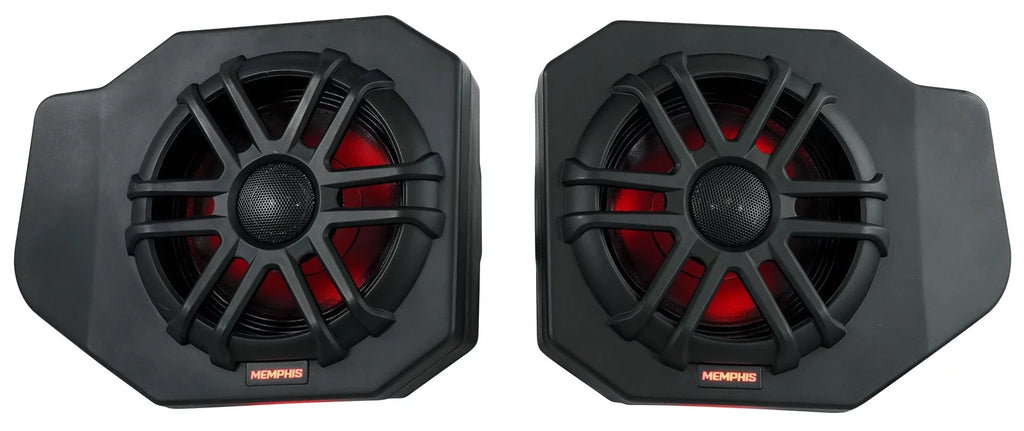 Audio RNGR65FE Pair For Ranger Polaris 2018+ Speakers+Amp Tower Memphis Pods+LED