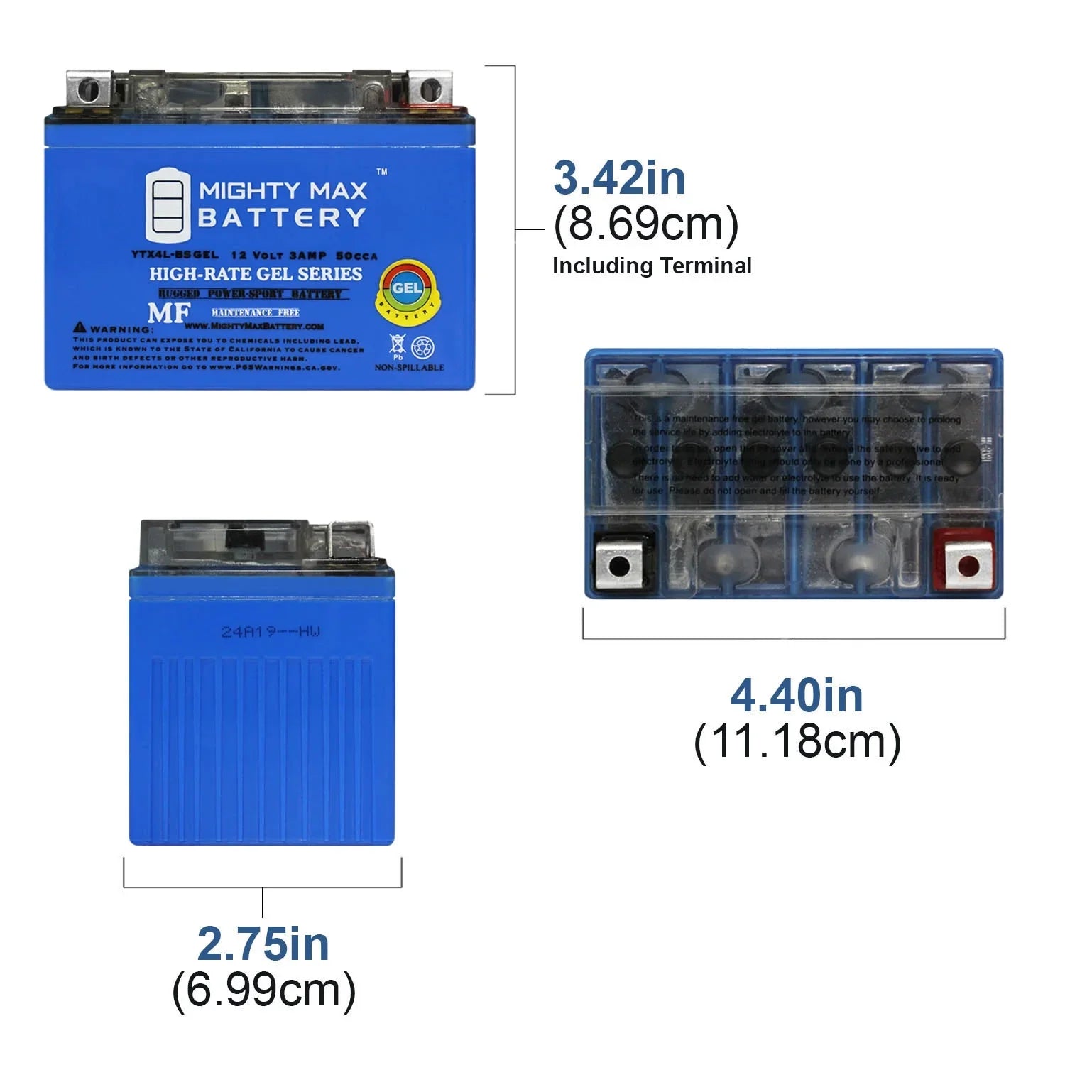 Sea-Doo Battery GSI GEL 1997 Replacement for YTX4L-BS